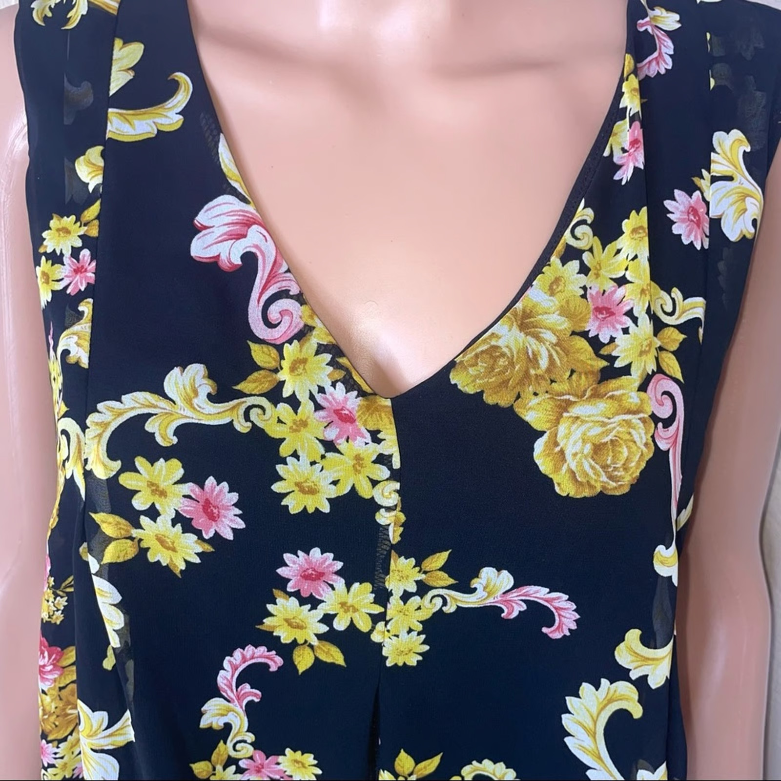 Adele & May too tunic style floral print SZ Large lightweight sleeveless dress
