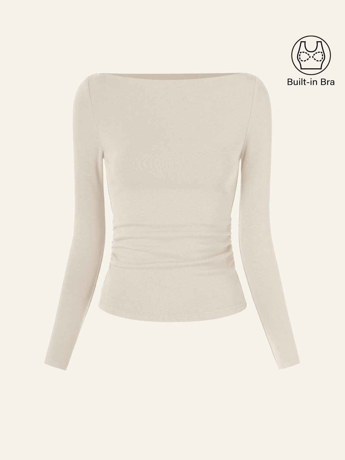 OGL Modern Side Ruched Boatneck Bra Top