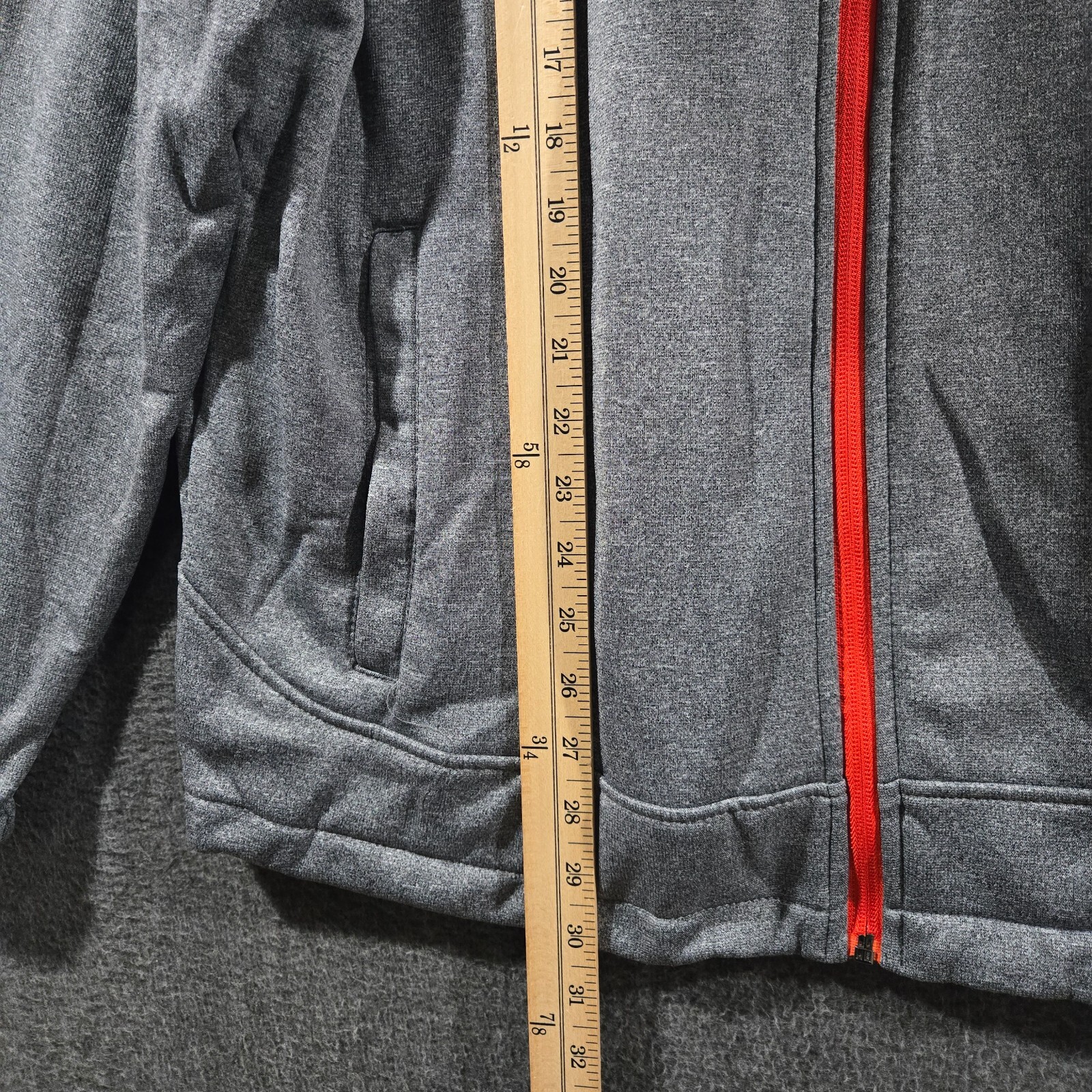 Free Country Marled Tech Solid Gray Full Zip Hooded Fleece Mens Size XL