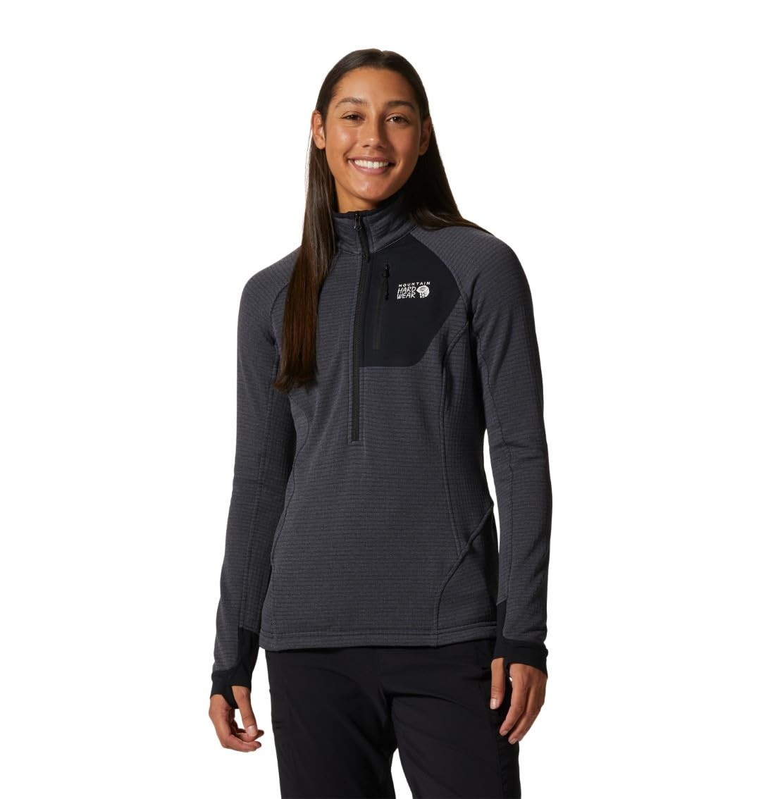 Mountain Hardwear Women’s Polartec Power Grid Half Zip Jacket, Blue Slate Hea…