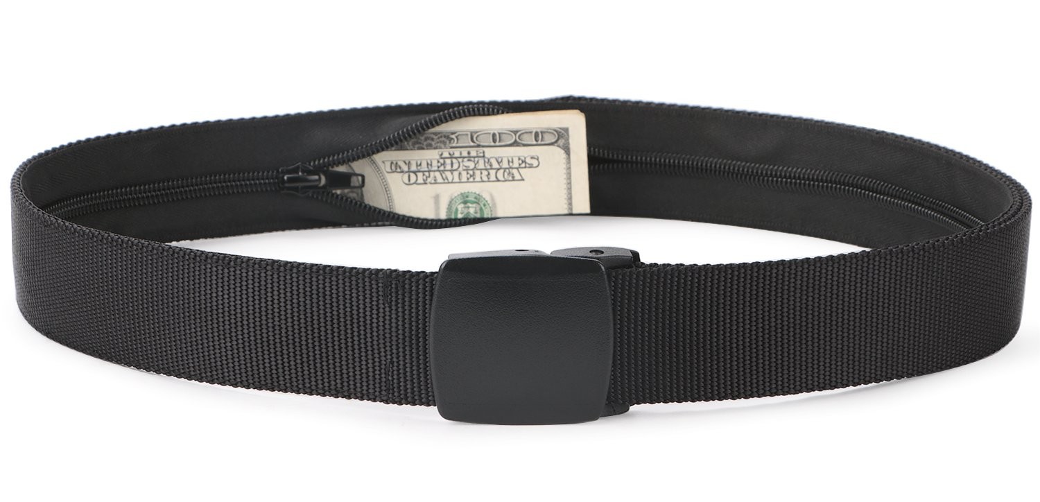 Travel Money Belt, Nylon Hidden Money Pocket Belt with Plastic Buckle