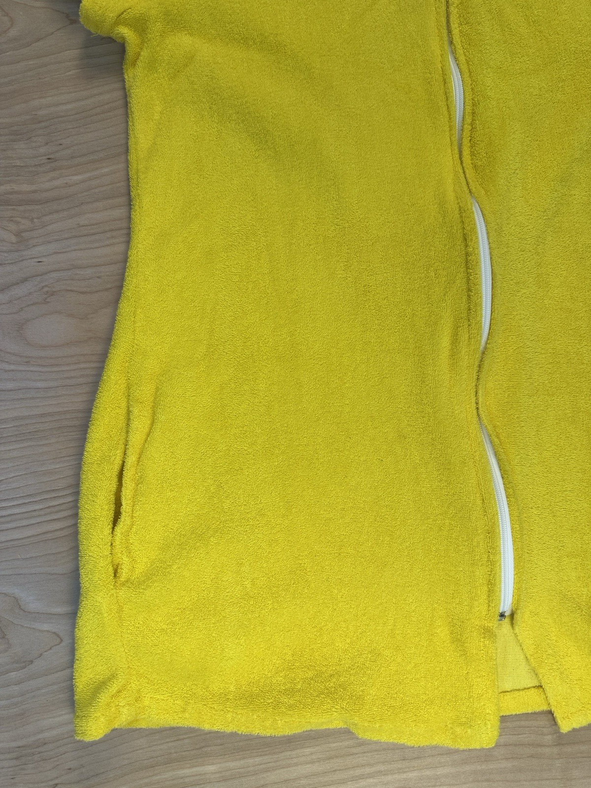 vintage 80’s JC PENNY california YELLOW TERRY CLOTH BEACH COVERUP large HOOD