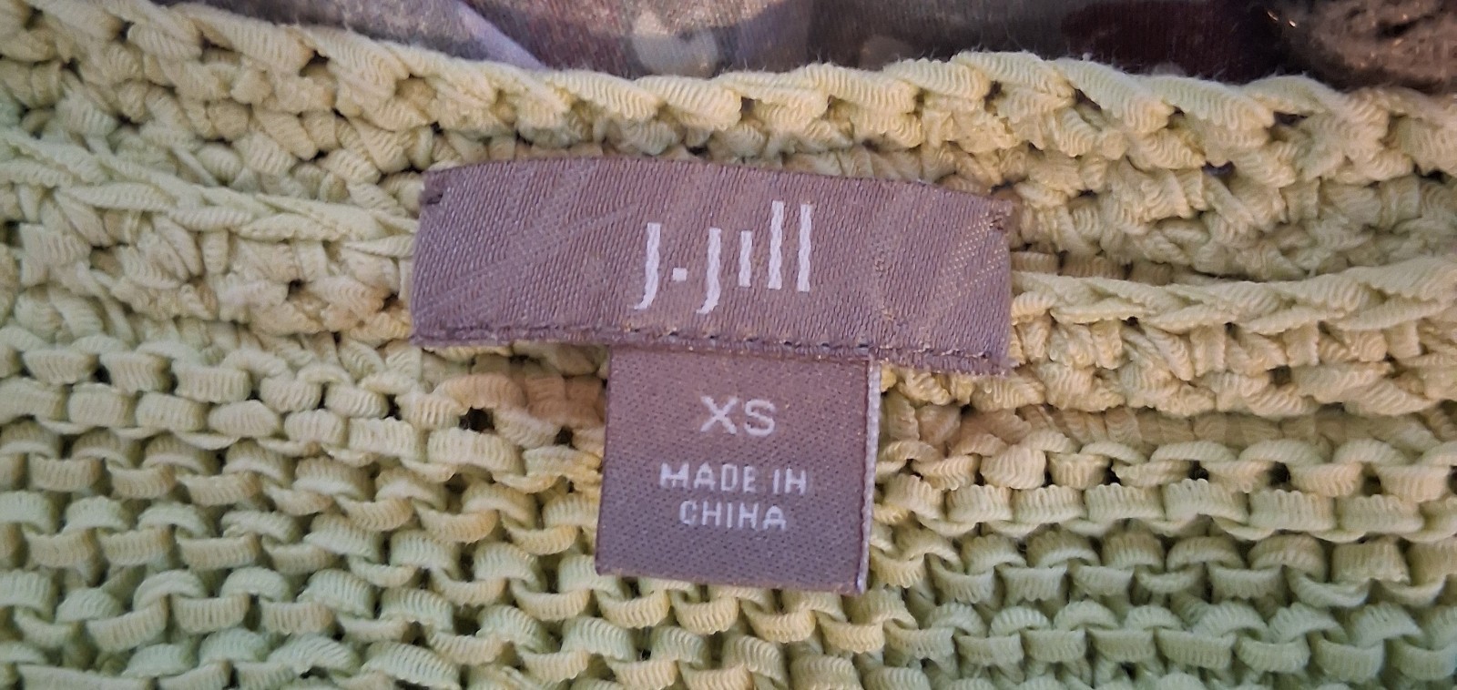J. Jill Chartreuse Open Stitch Textured Knit Pullover Sweater Slit Cuff Women XS