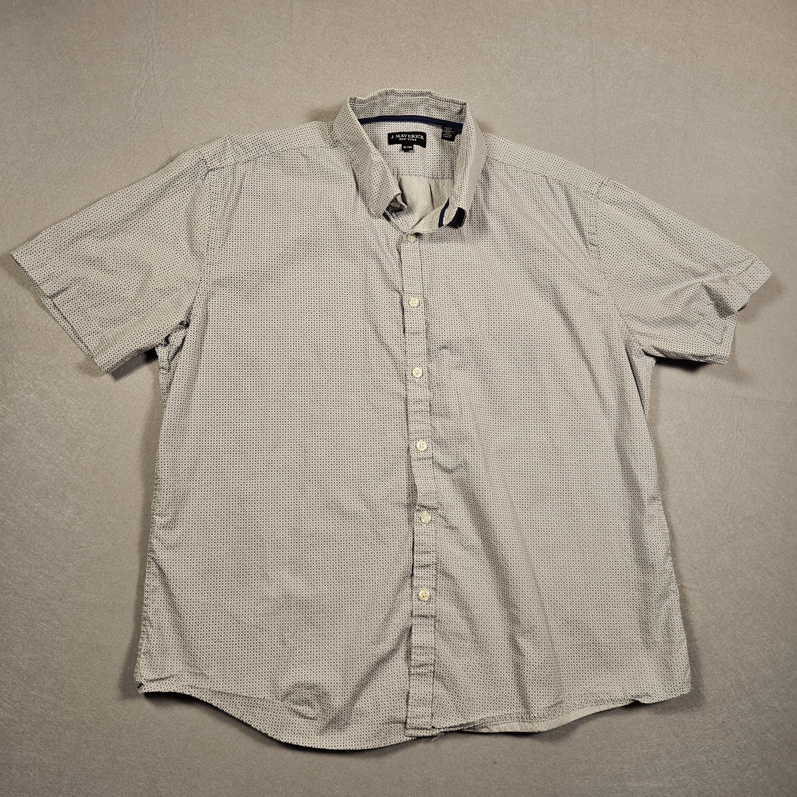 J Maverick New York Shirt Men XL Short Sleeve Geometric Print 100% Cotton