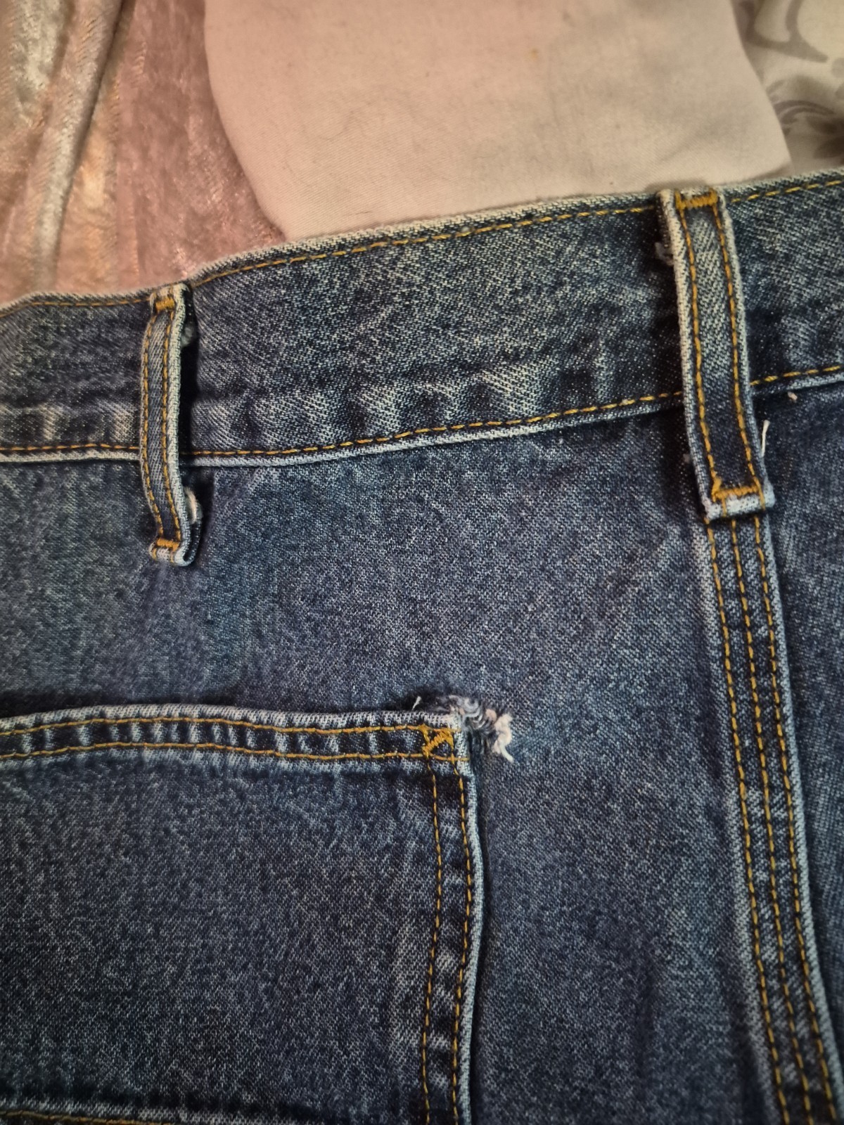 Carhartt Relaxed Fit Blue Denim Carpenter Jeans Mens Size 36×30 With Imperfectns