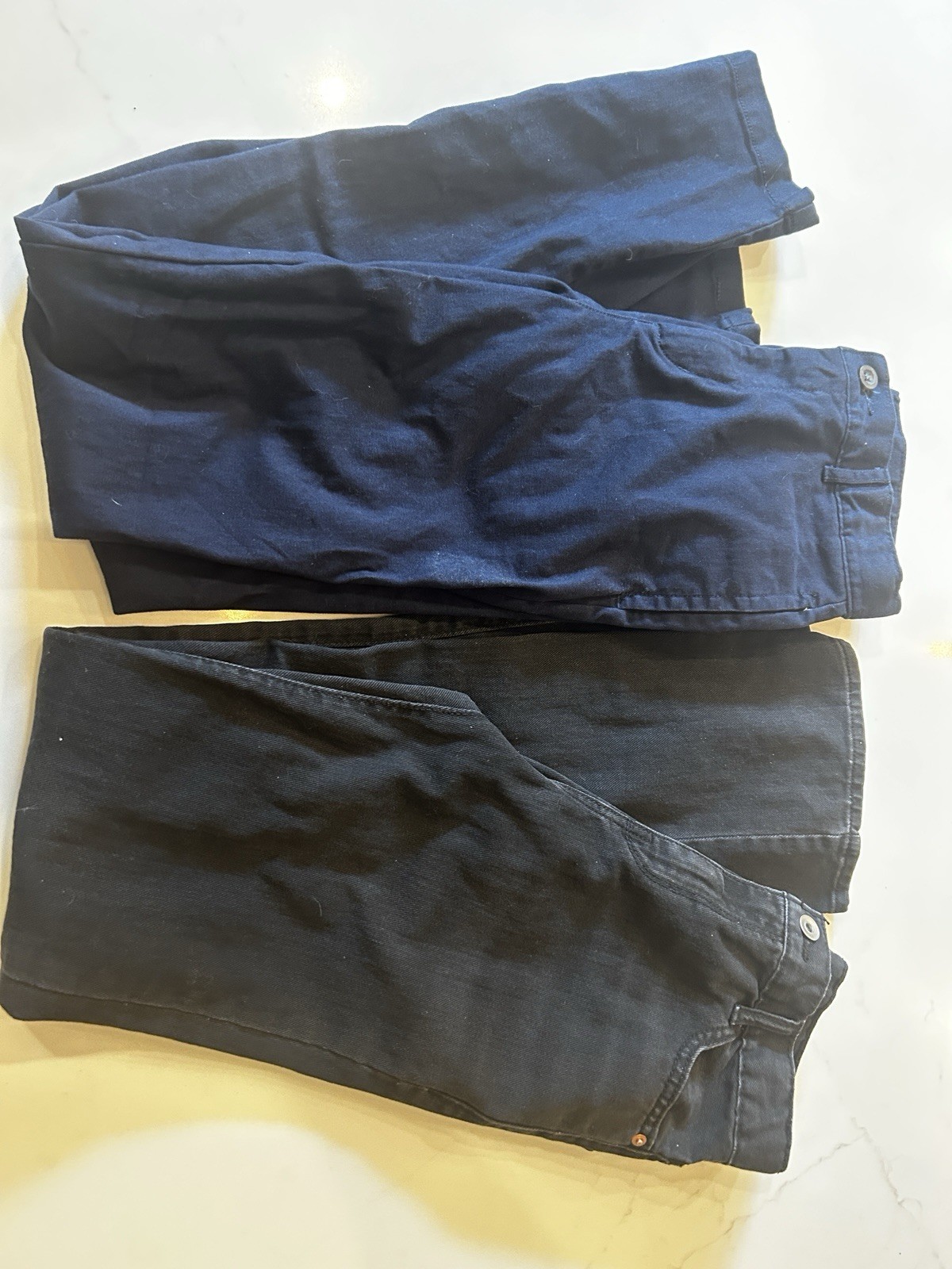 LOT OF 2 Boys Size 16 Slim Pants Black Denim Jeans Navy Blue Khaki