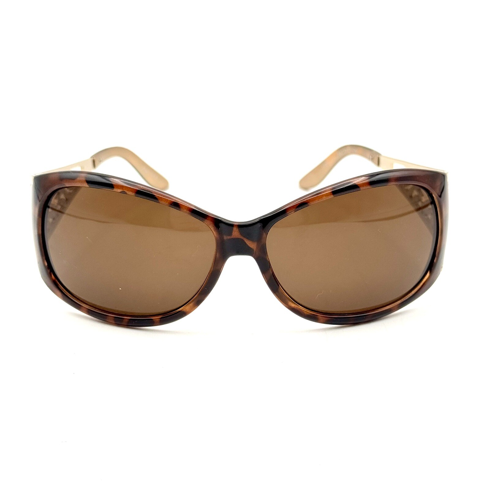 Fashion Oval Sunglasses Brown Tortoise Shell & Designer Ornate Frame Gold Metal