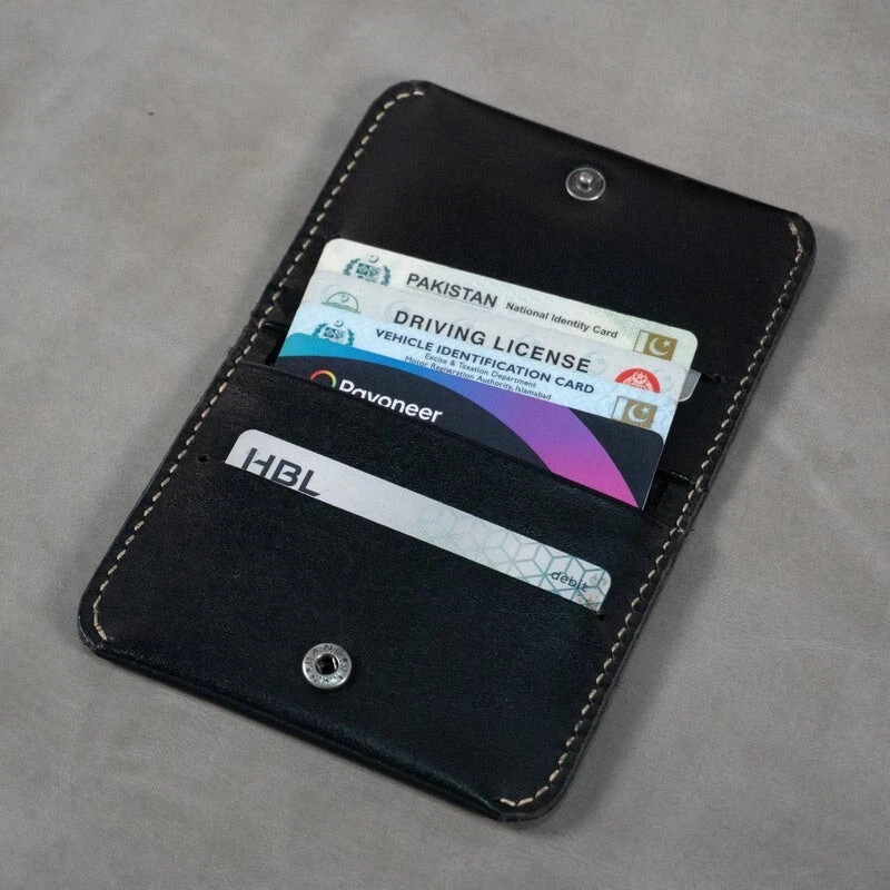 Genuine Ha Handmade Full Grain Pure Leather Bifold Vertical Wallet for Men, Slim