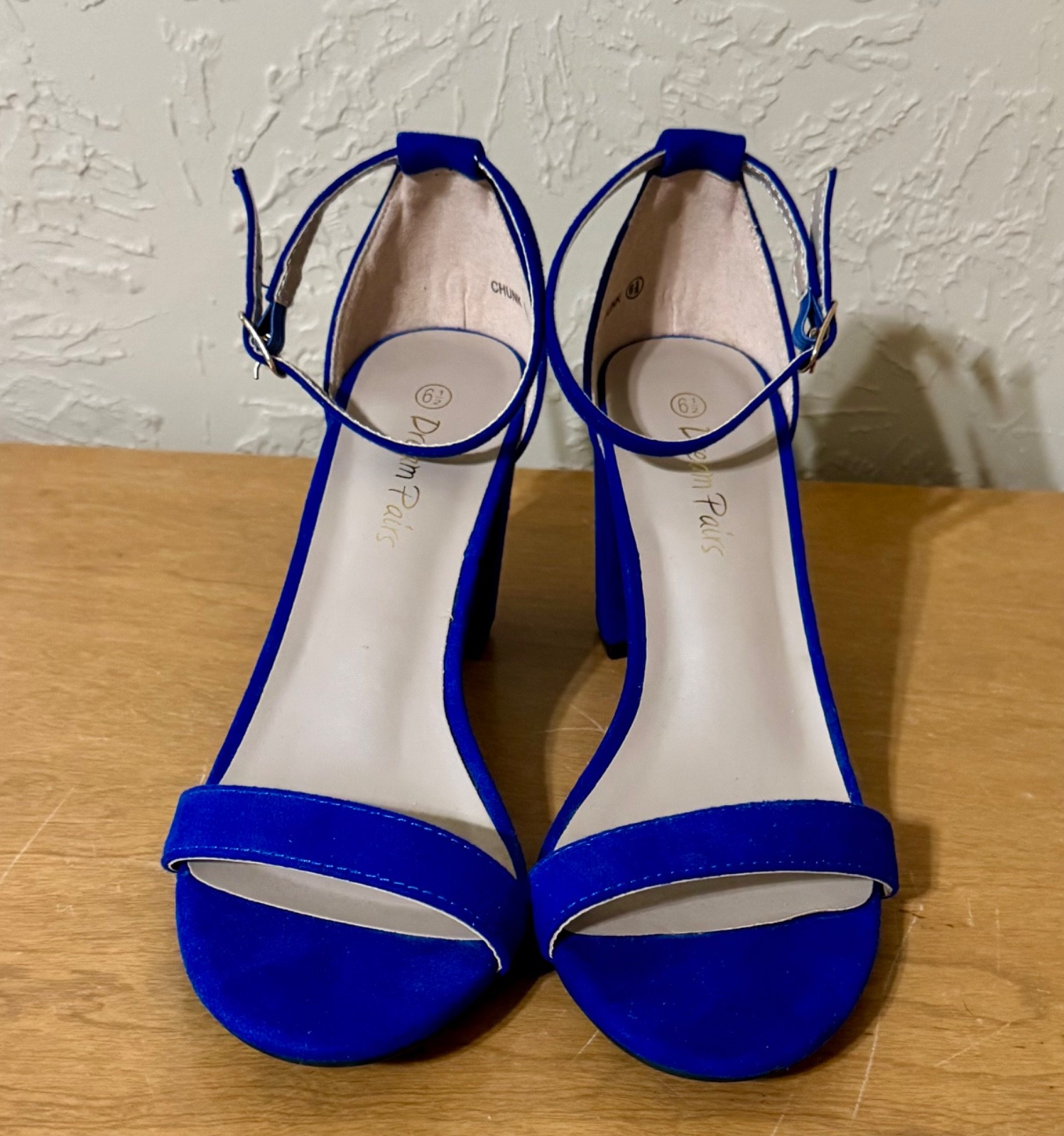 Dream Pairs Womens Sandals Blue 6.5 Ankle Strap 3 Inch Heels Man Made Materials