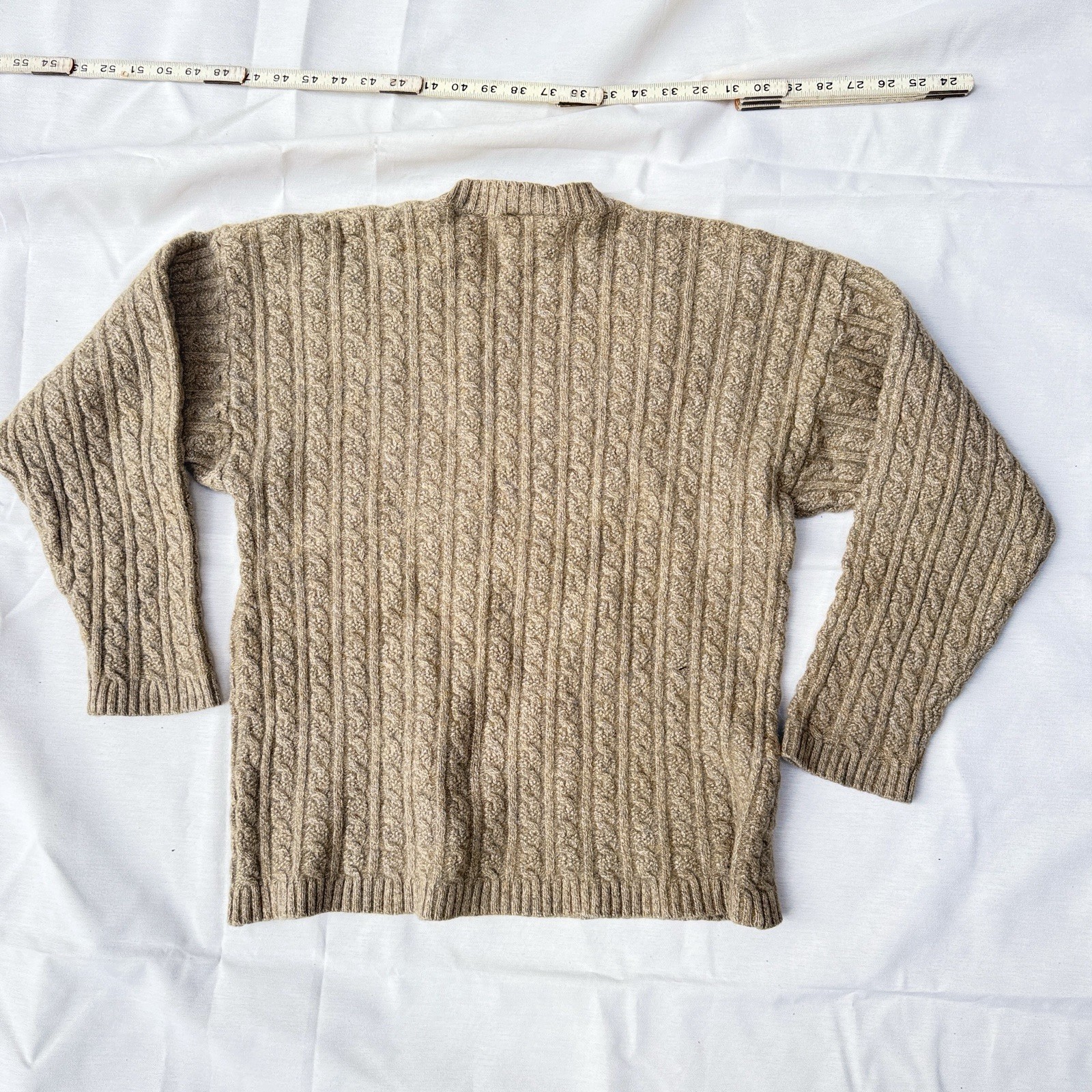 Vintage Timberland Fisherman Cable Knit Sweater Mens M Beige Lambswool P2P 19