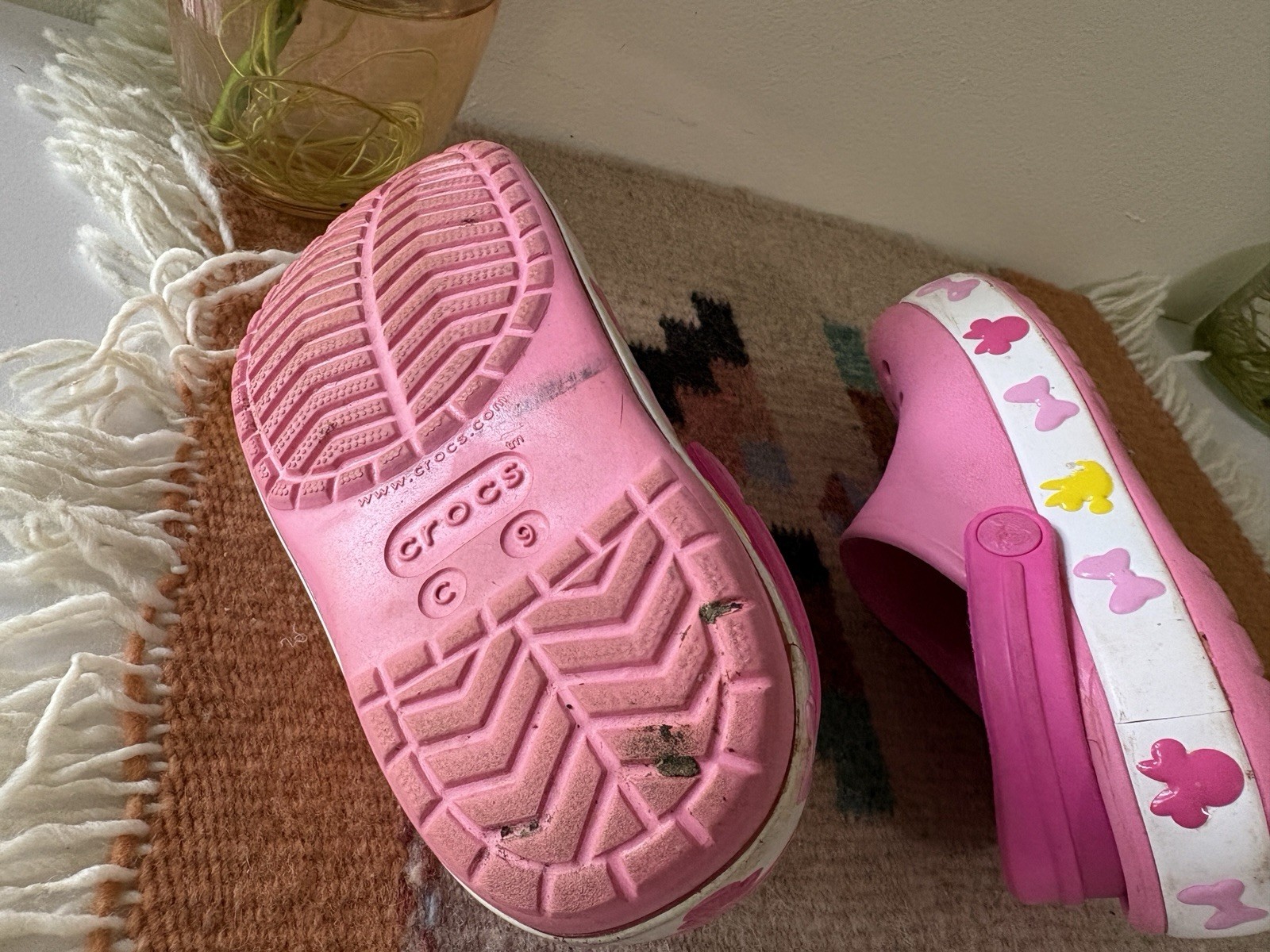 Crocs Disney Pink Butterfly Minnie Light Up Slip-On Clog Shoes Kids US Size C9