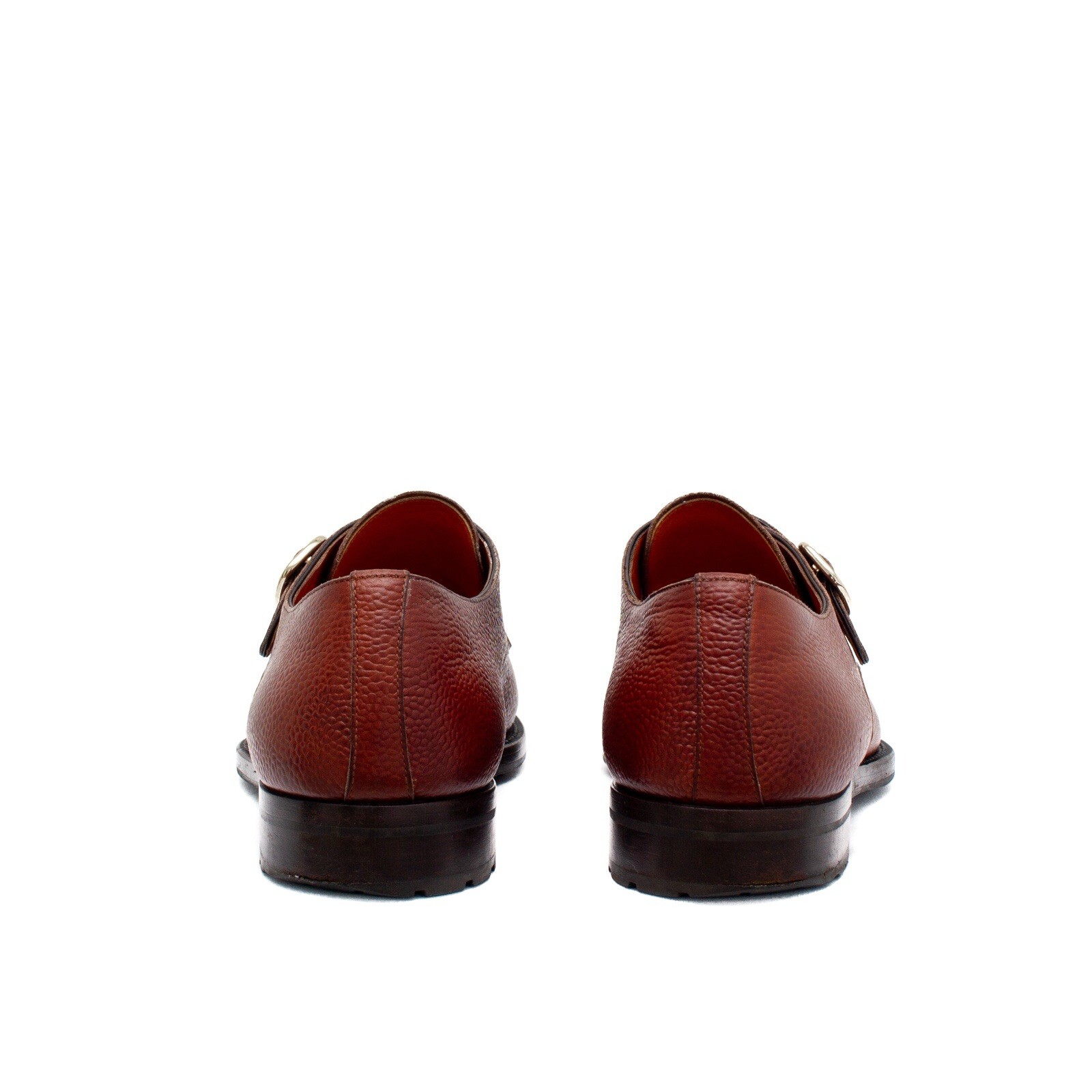 1.3k$ Santoni Single-Buckle Monk Strap in Brown Grain Leather US : 11