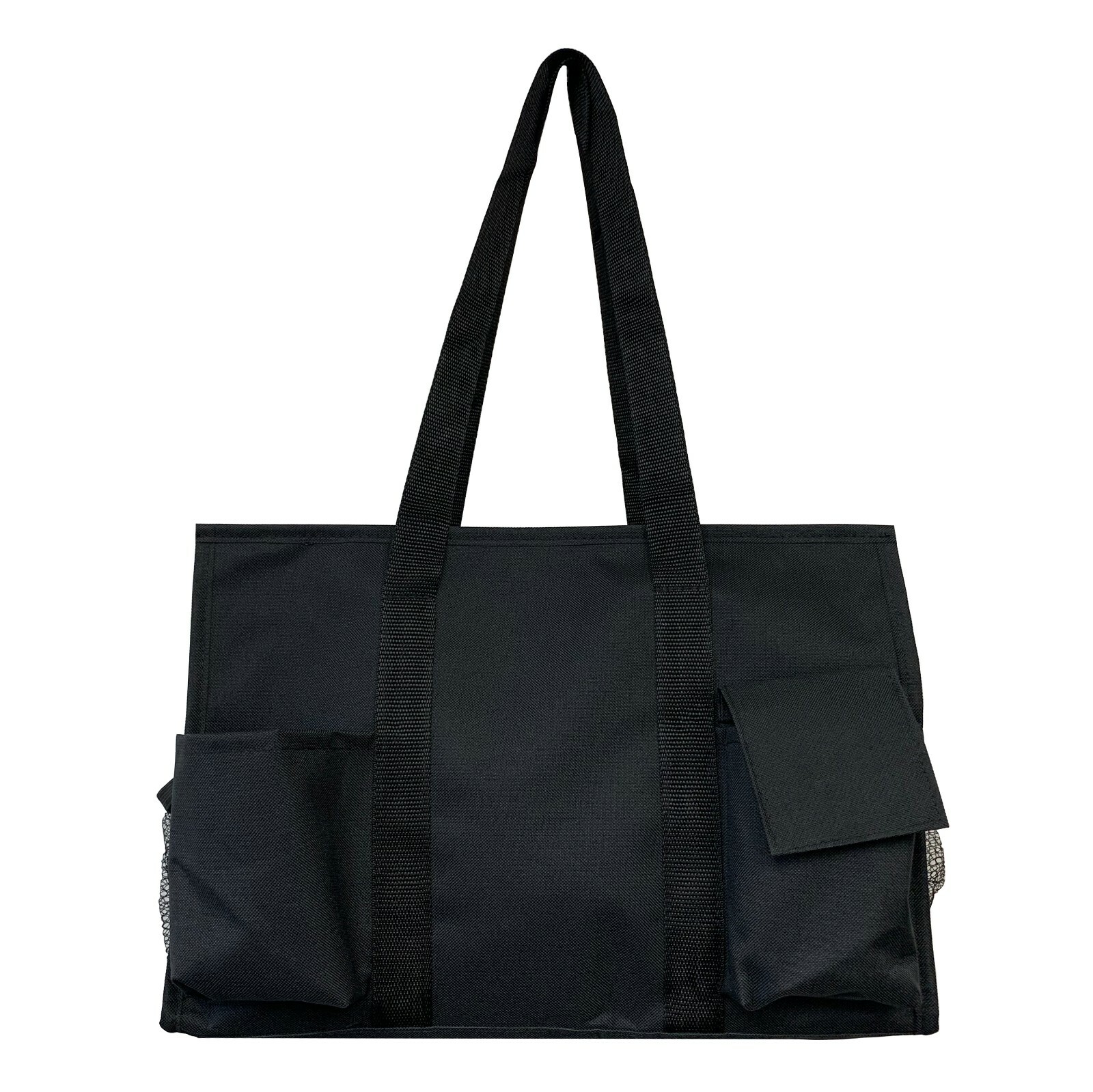 Black Zip Top Organizing Utility Tote Beach Diaper Bag 7 Pocket Tote Organizer