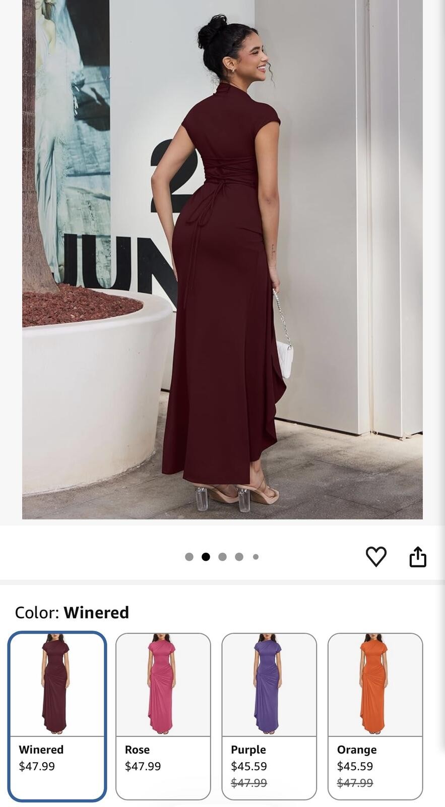 Viral OYS Short Sleeve Boat Neck Ruched Maxi Dress