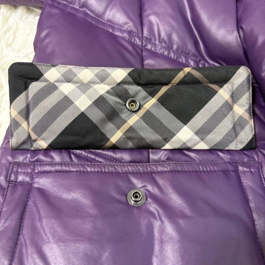Burberry Blue Label Nova Check Fur Hooded Down Jacket
