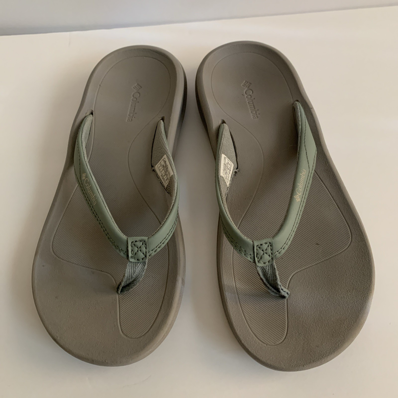 Columbia Womens Flip Flop Sandals Green Gray YL1037-305 Size 8 Comfort Casual