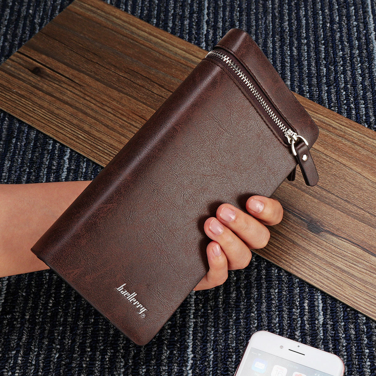 Mens Leather Wallet Large Capacity Bifold Long Card Holder Purse Business Clutch