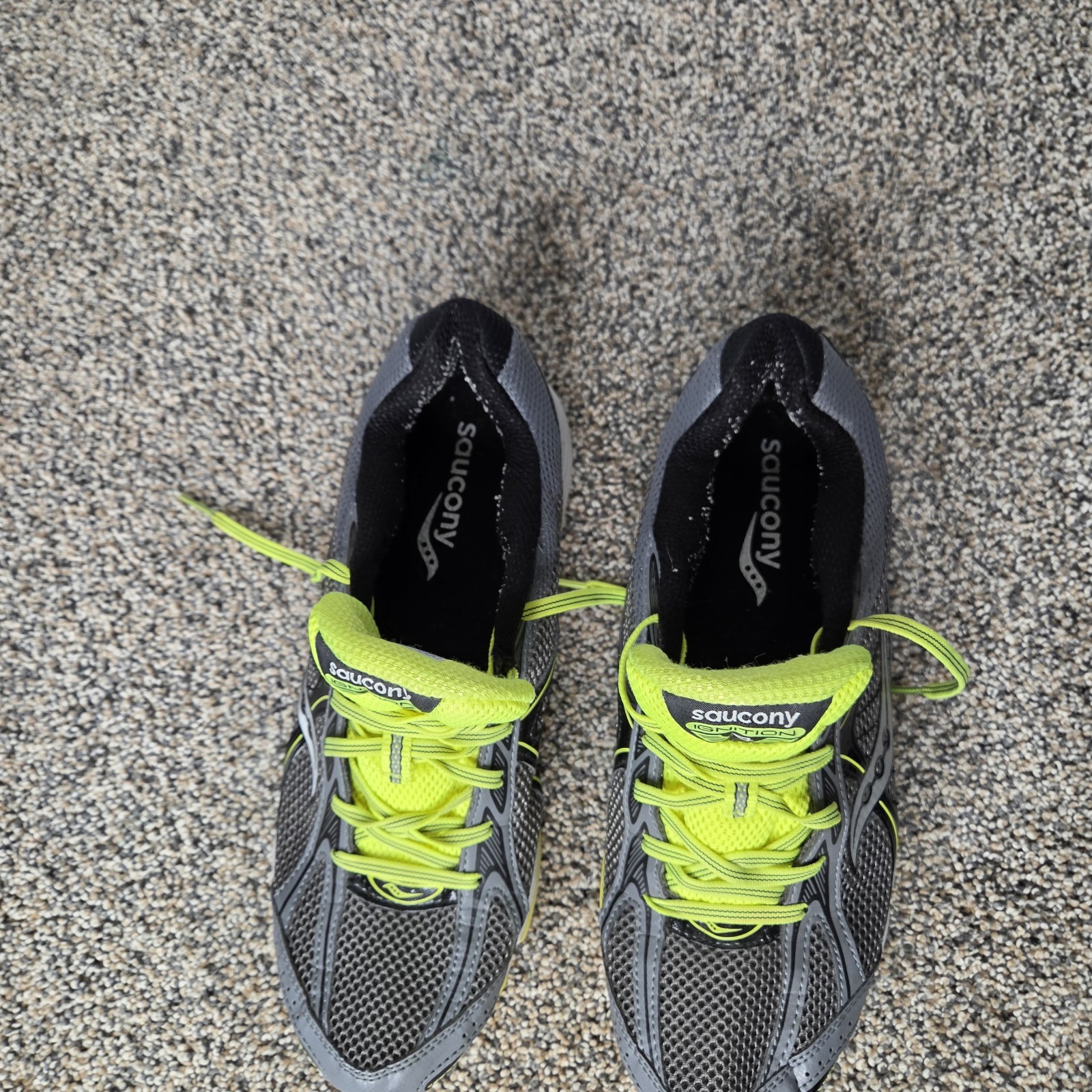 Saucony Ignition 4 Running Shoes Men’s Grey/ Lime Green Sz 10 US