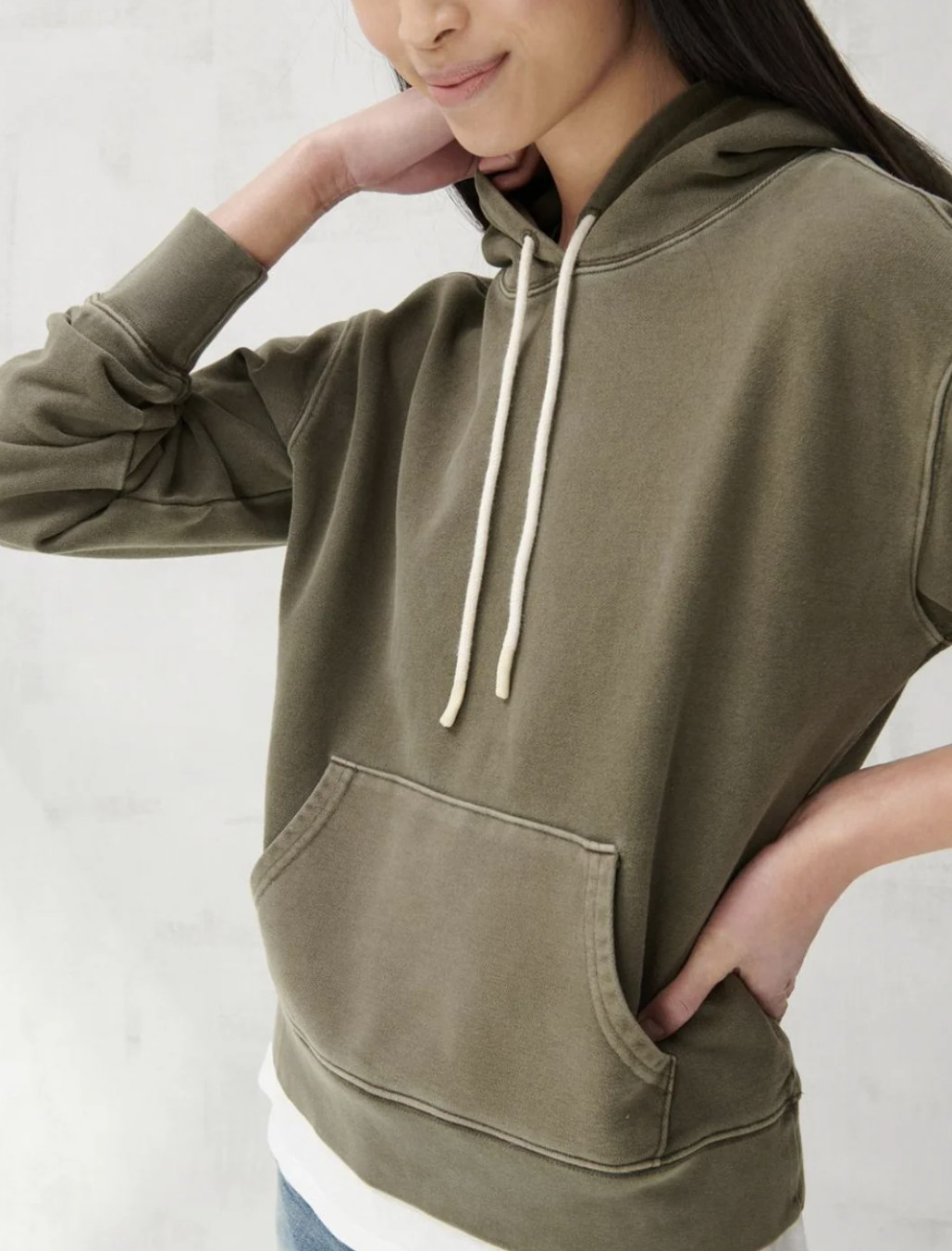 Lucky Brand Moss Green Long Sleeve Sueded Terry Hoodie Sweatshirt Sz XL
