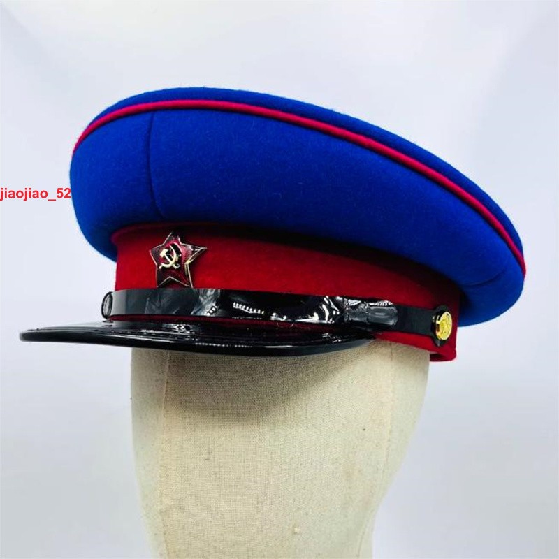Soviet Political Commissar Hat Large Brim Soviet Uniform Hat Blue Gift Christmas