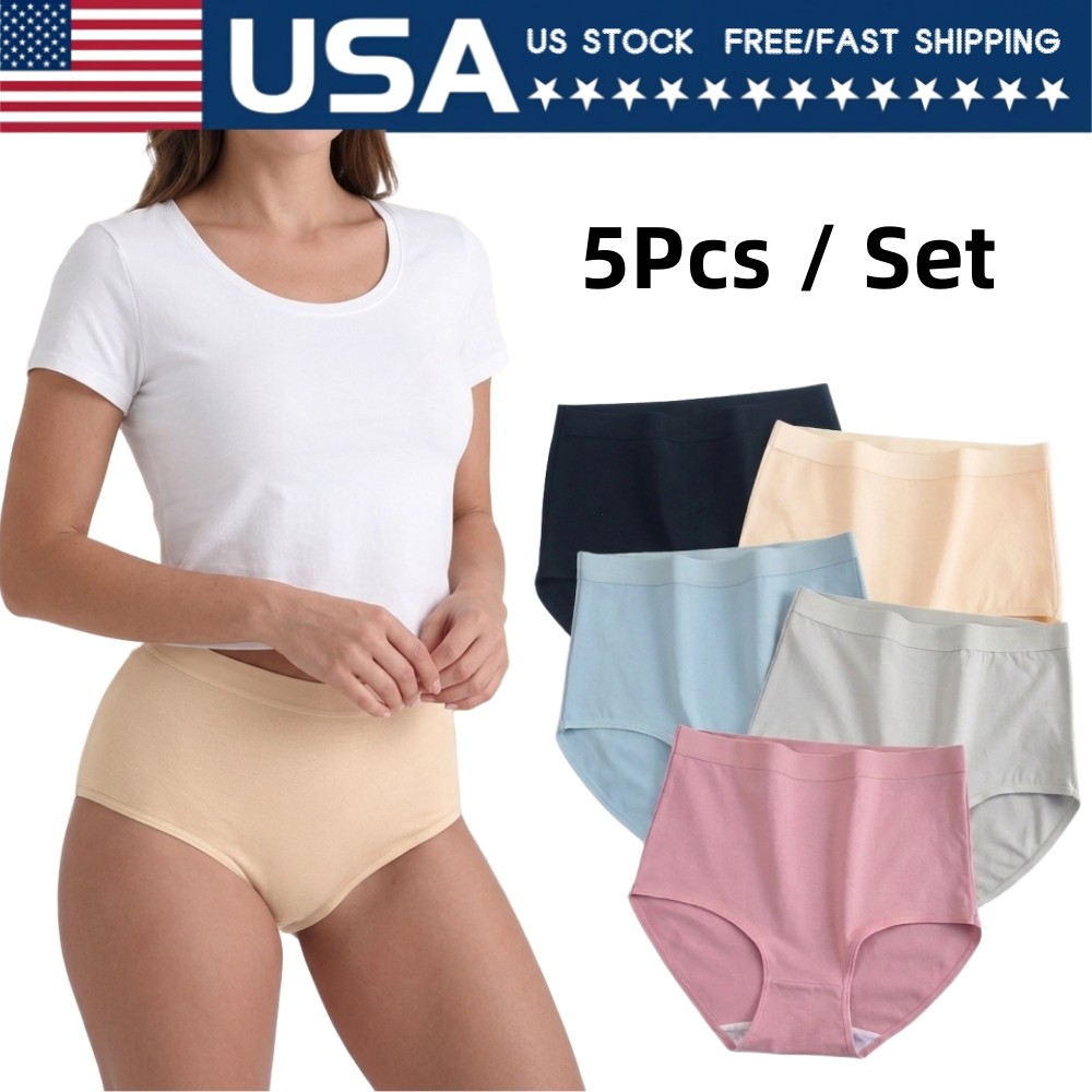 5‑Pack Women High‑Waist Multi‑Color Stretchy Daily Briefs