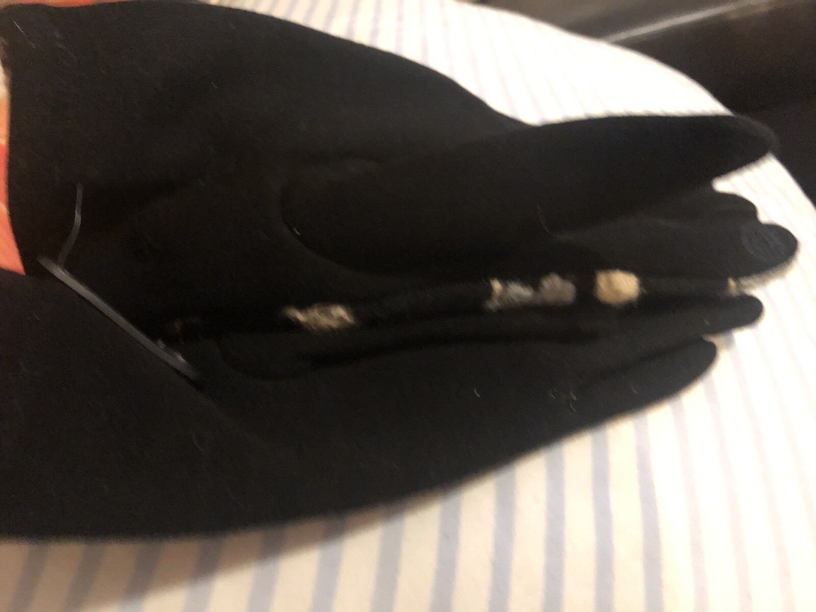 Boiled Wool Gloves With Flowers Biack Grey Gold Medium By 2Chic Lornas Loft
