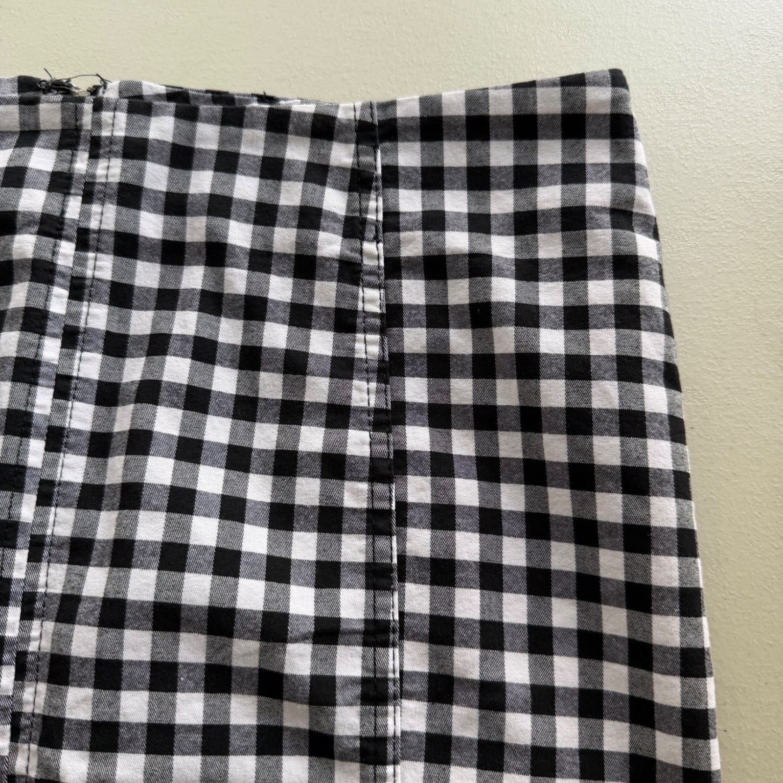 Free People 12 Black White Gingham Checker Plaid Modern Femme Novelty Mini Skirt