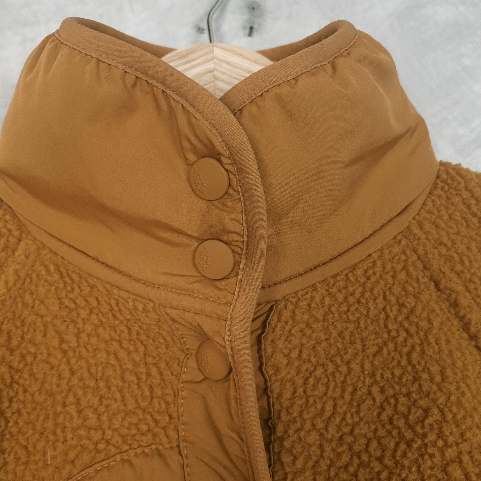 FP Movement Jacket Womens XS Brown Fleece Snap Front Zip Pockets Oversized