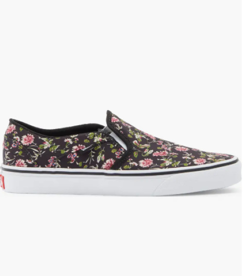 VANS Asher ‘Dark Floral’ (Size 8) “Black” Women’s Slip On Sneaker