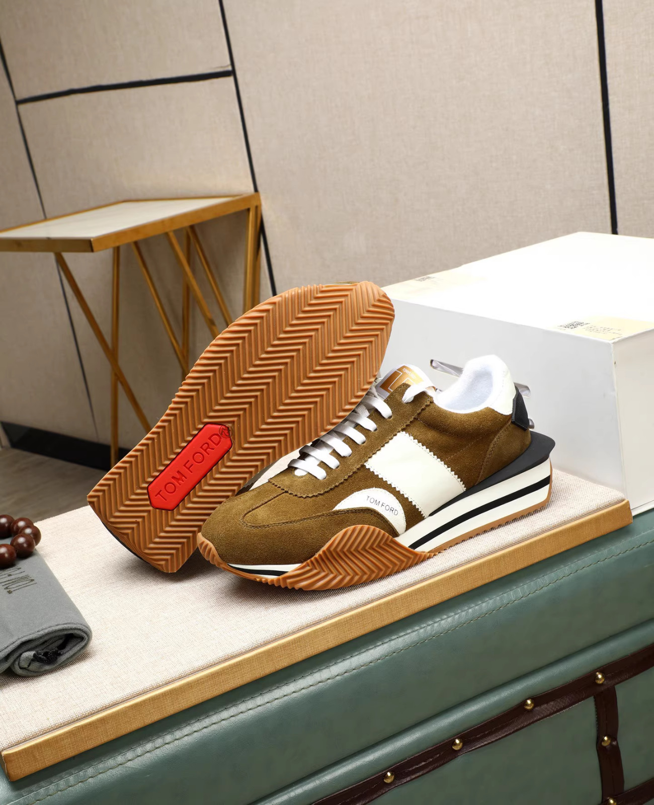 Brown White Colorway Tom Ford James Men Sneakers🧶