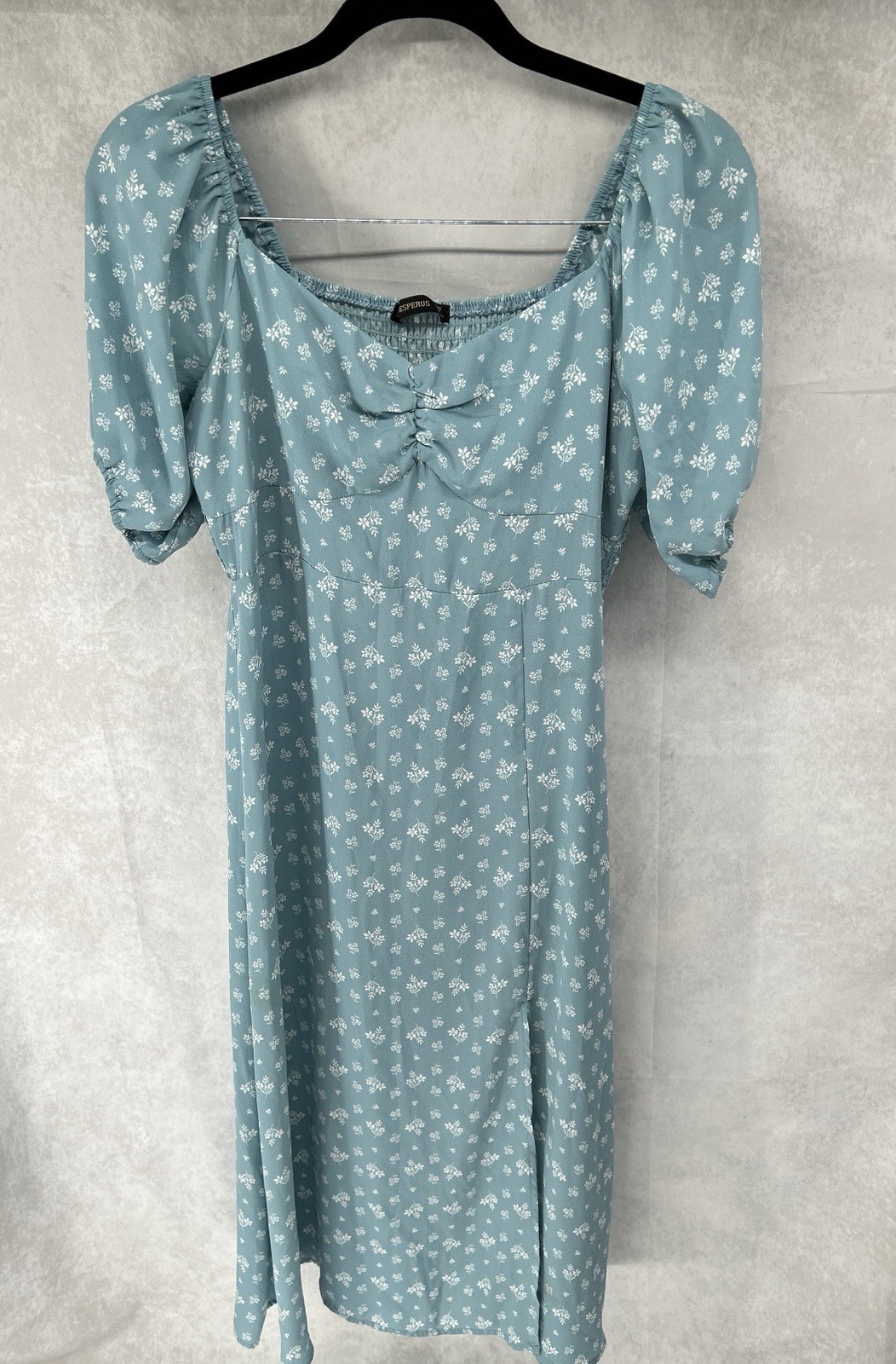 Hesperus Peasant Blue Floral A-line Dress Sz S Cottage Core Empire Waist Midi