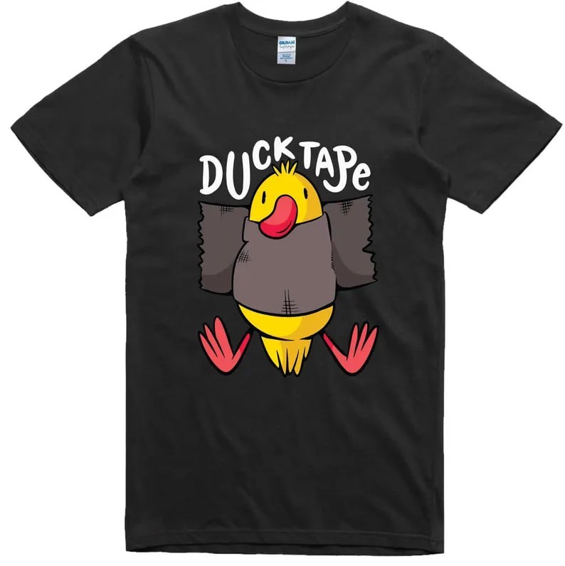 Funny T Shirt Duck Tape Print Regular Fit 100% Cotton Tee