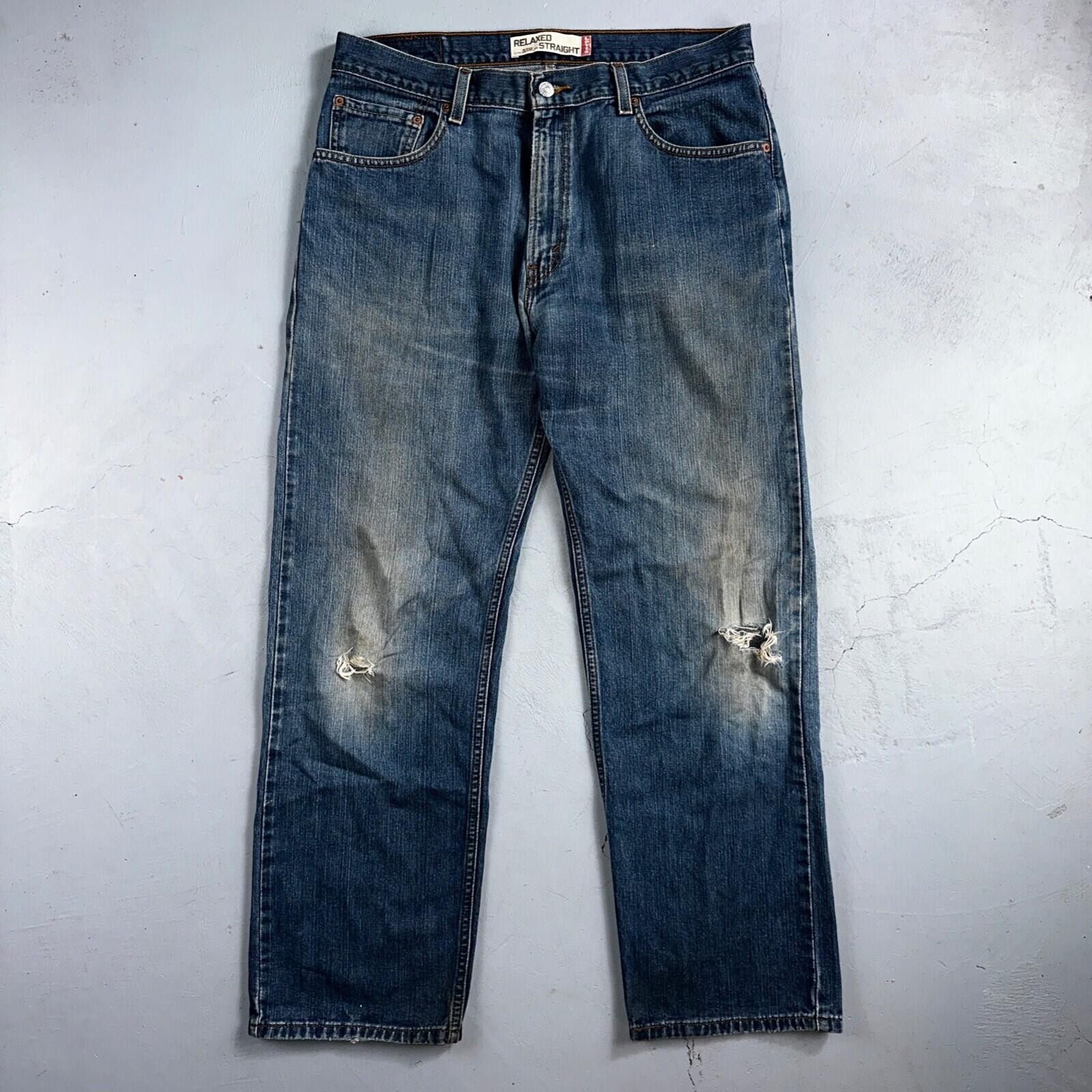 Levis 559 Relaxed Straight Fit Rugged Dark Blue VTG Y2K Denim Jeans Mens 36×32