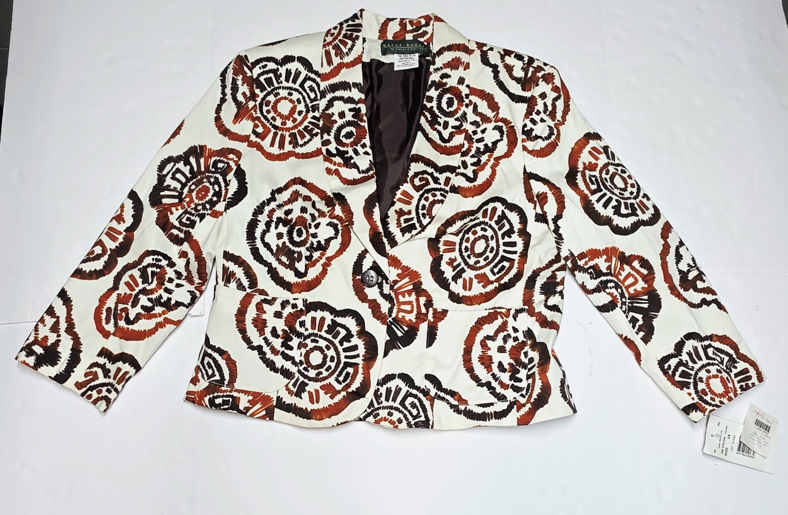 HARVE BENARD Womens Tan Brown Button Front Jacket Size 14 NWT