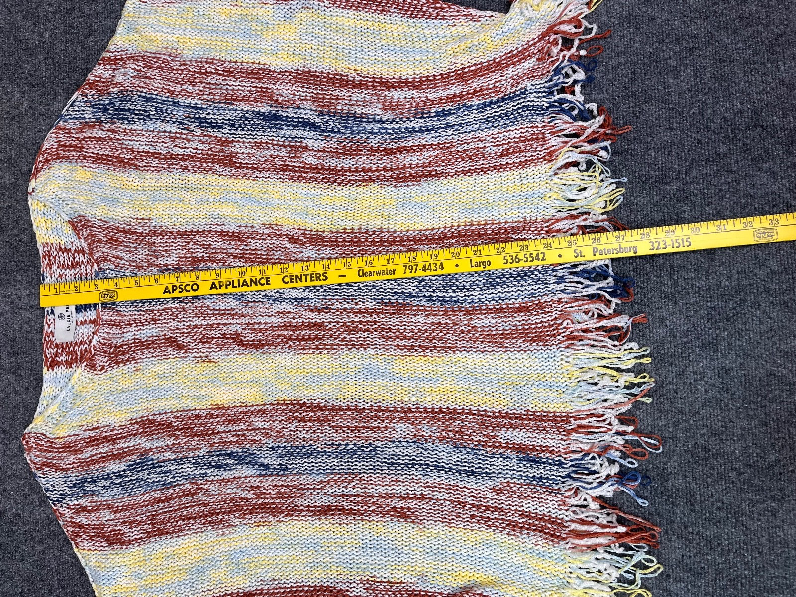 Laurie Felt Fringe Baha Sweater Multicolor Striped Fringe Detail Size XL/1X