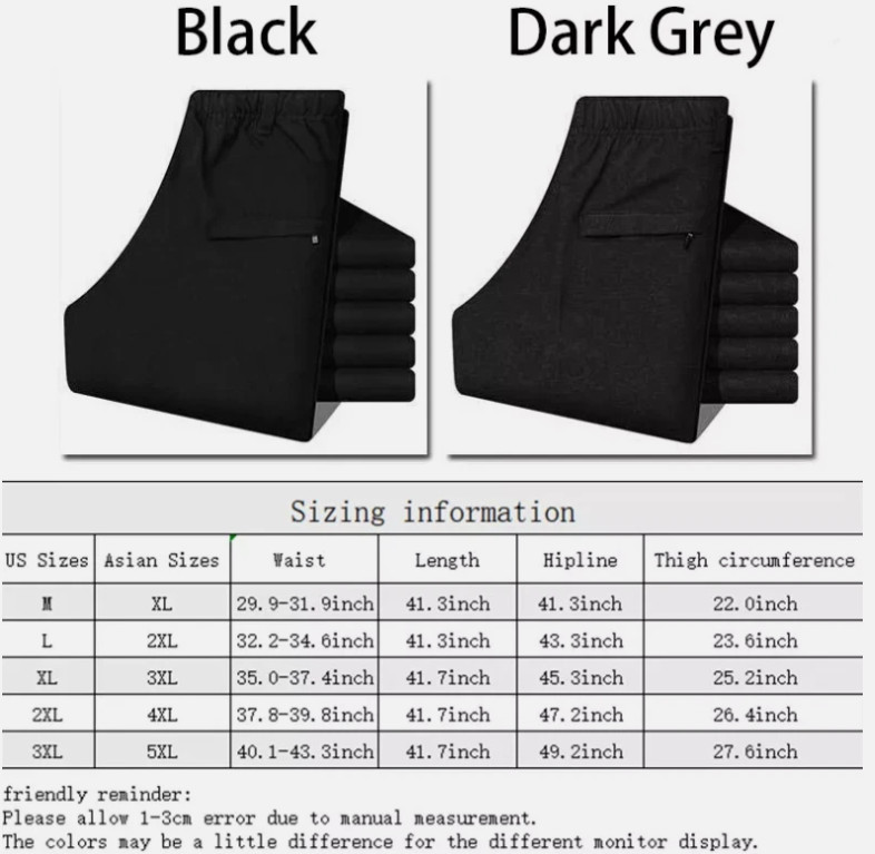 Men’s Elastic Waist Straight Leg Pant Casual Formal Trousers for Middle-Aged Men
