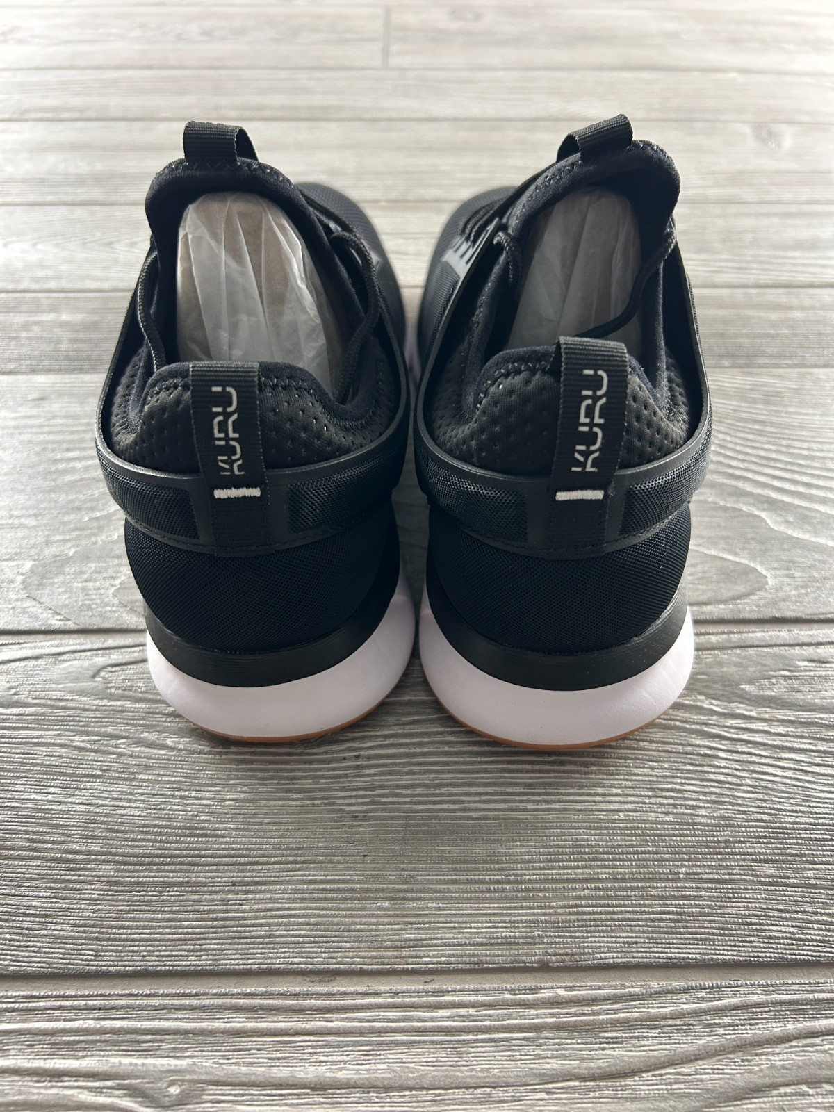 KURU Womens ATOM Athletic Sneaker Sz 12 Jet Black White Gum Slip On Shoe