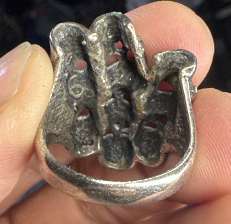 Vintage Biker Motorcycle Ring Multiple Skull Size 8 Silver Tone Steel Punk