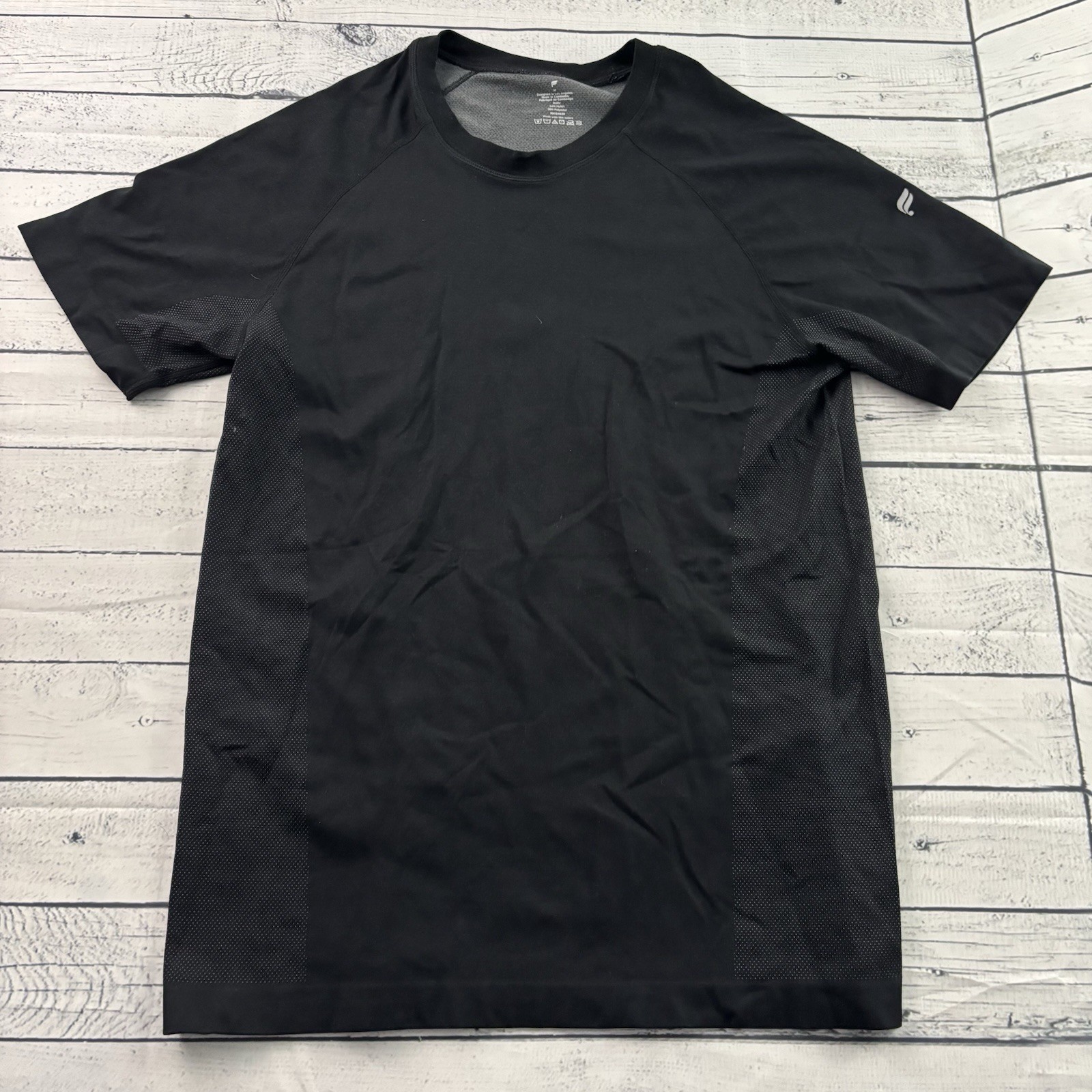 Fabletics Short Sleeve Nylon Poly Athletic T Shirt Men’s Medium Black