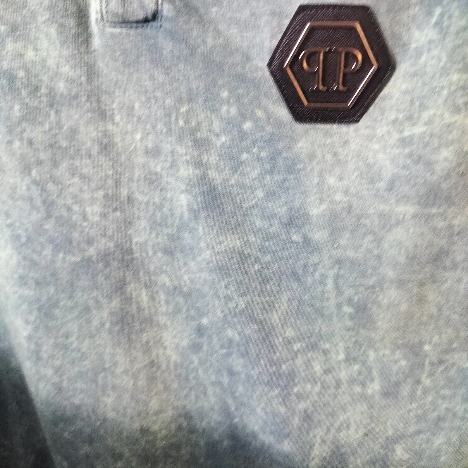 Philipp Plein Homme Mens 3XL Ombre Acid Wash Polo Shirt Teal Green Quilted Logo