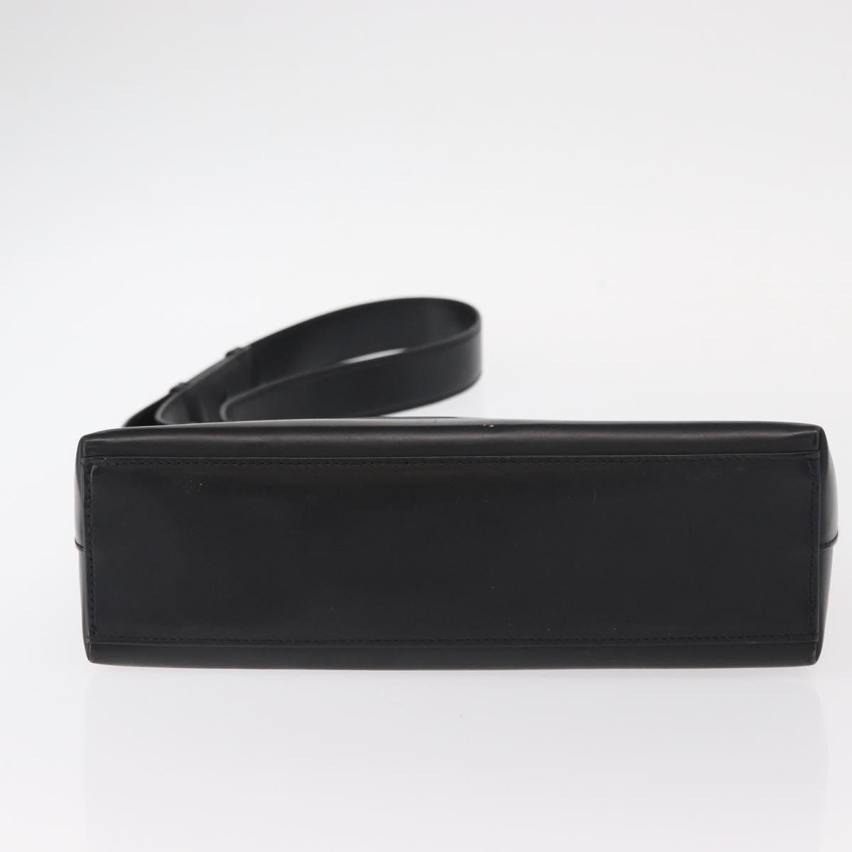 Salvatore Ferragamo Gancini Shoulder Bag Leather Black Silver Auth BA8223