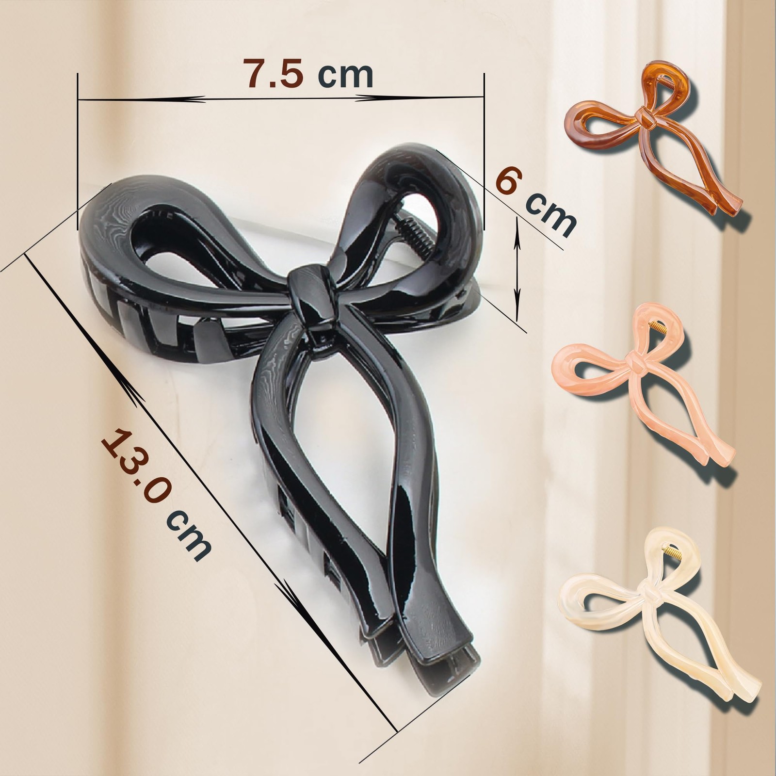 6 Pcs Elegant Bow & 1 Count (Pack of 6), black, champagne, orange, brown