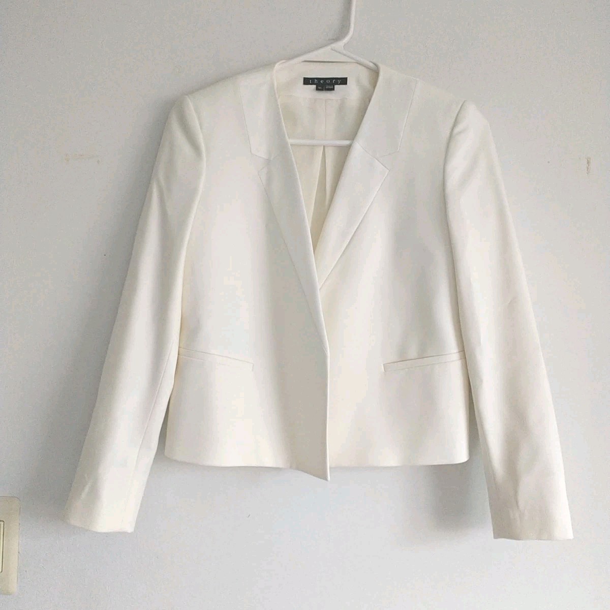 Theory Nabiel C Blazer Womens 00 White Wool Blend Open Front Career Office*READ