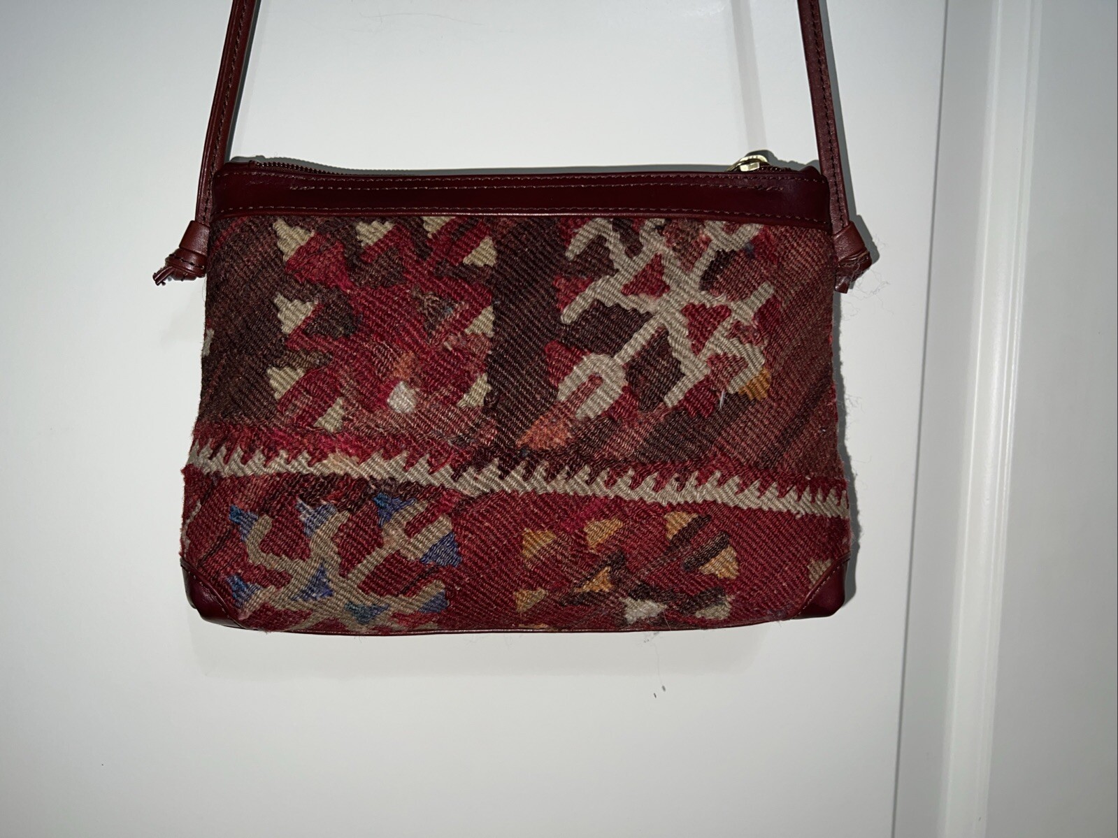 Vintage Handmade Anatolian/Turkish Wool Kilim Rug Carpet Crossbody /Shoulder Bag