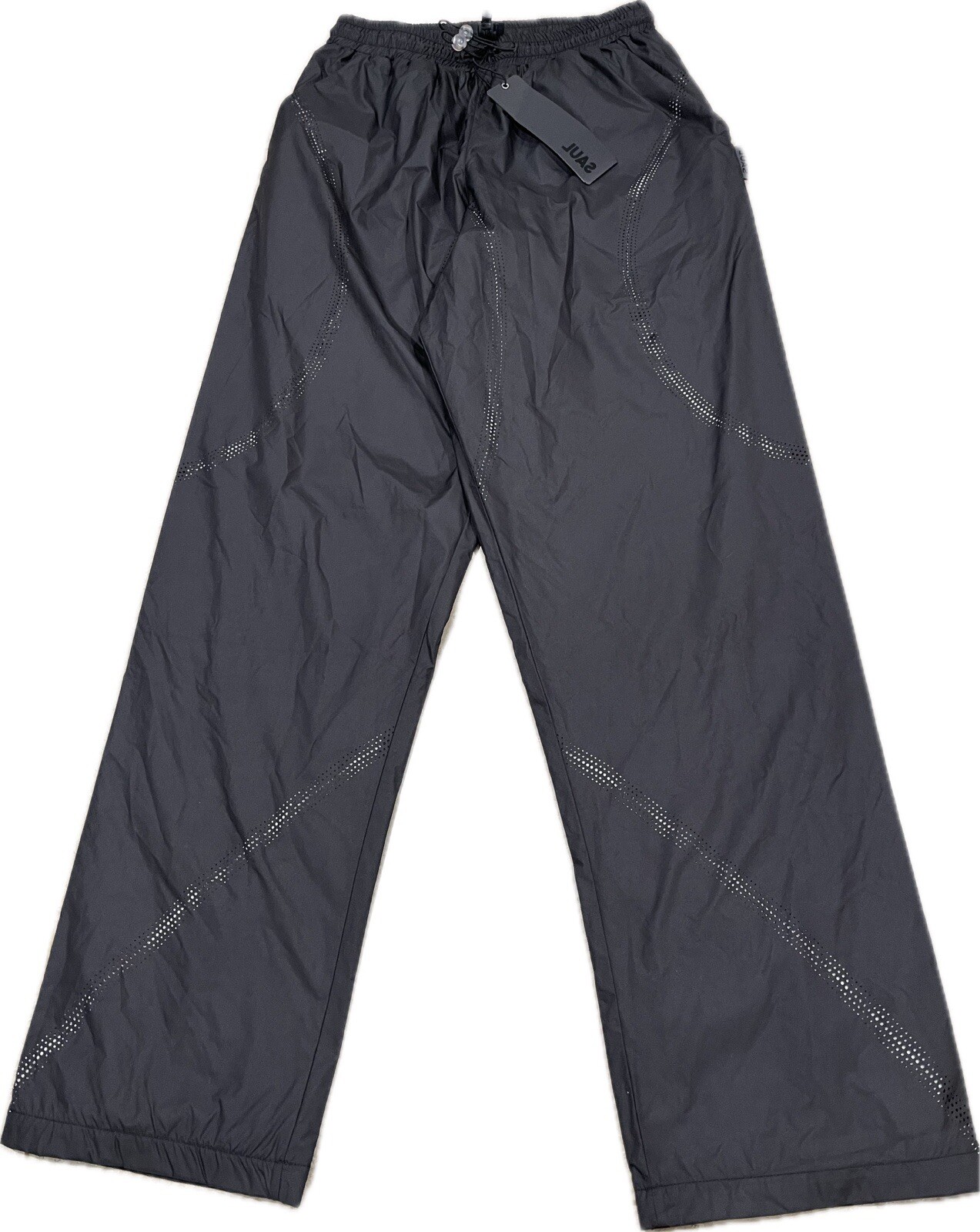 SAUL NASH London Designer Black Perforated Trousers Bottoms Athletic Size S NWT
