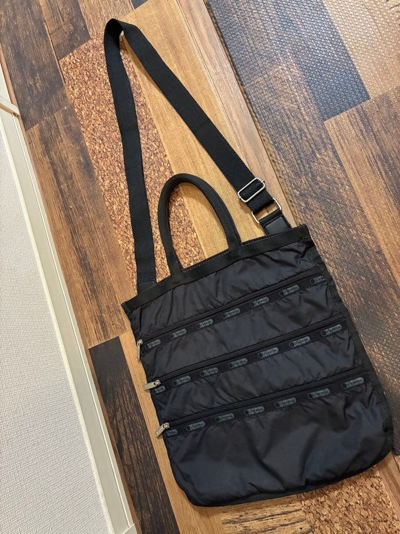 LeSportsac Shoulder Bag Three Zip Black Many storage options