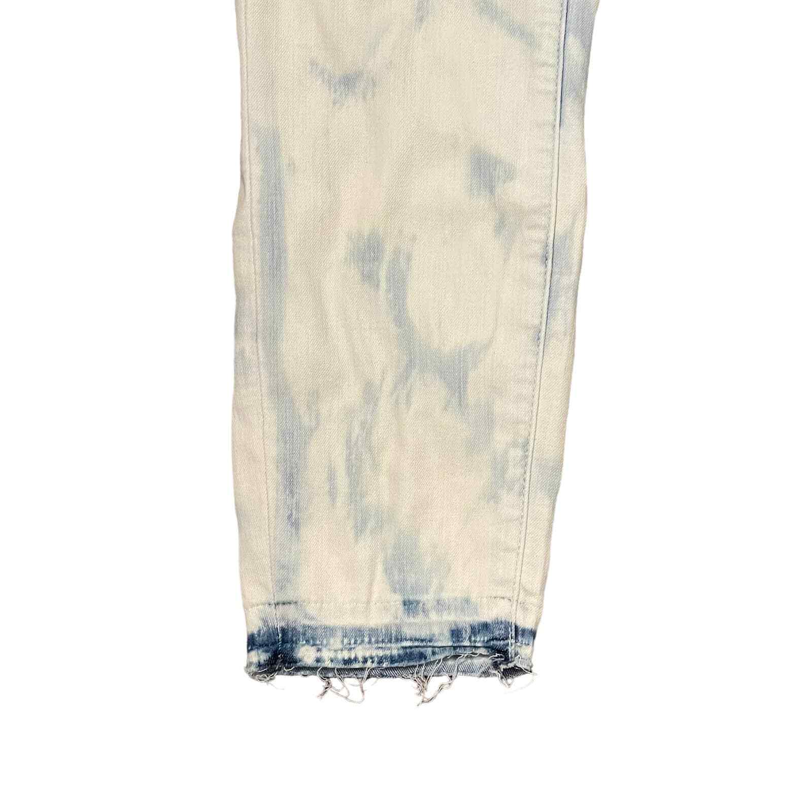 Article Of Society Straight Leg Jeans Frayed Hem Tie Dye Bleached Denim 26 Women