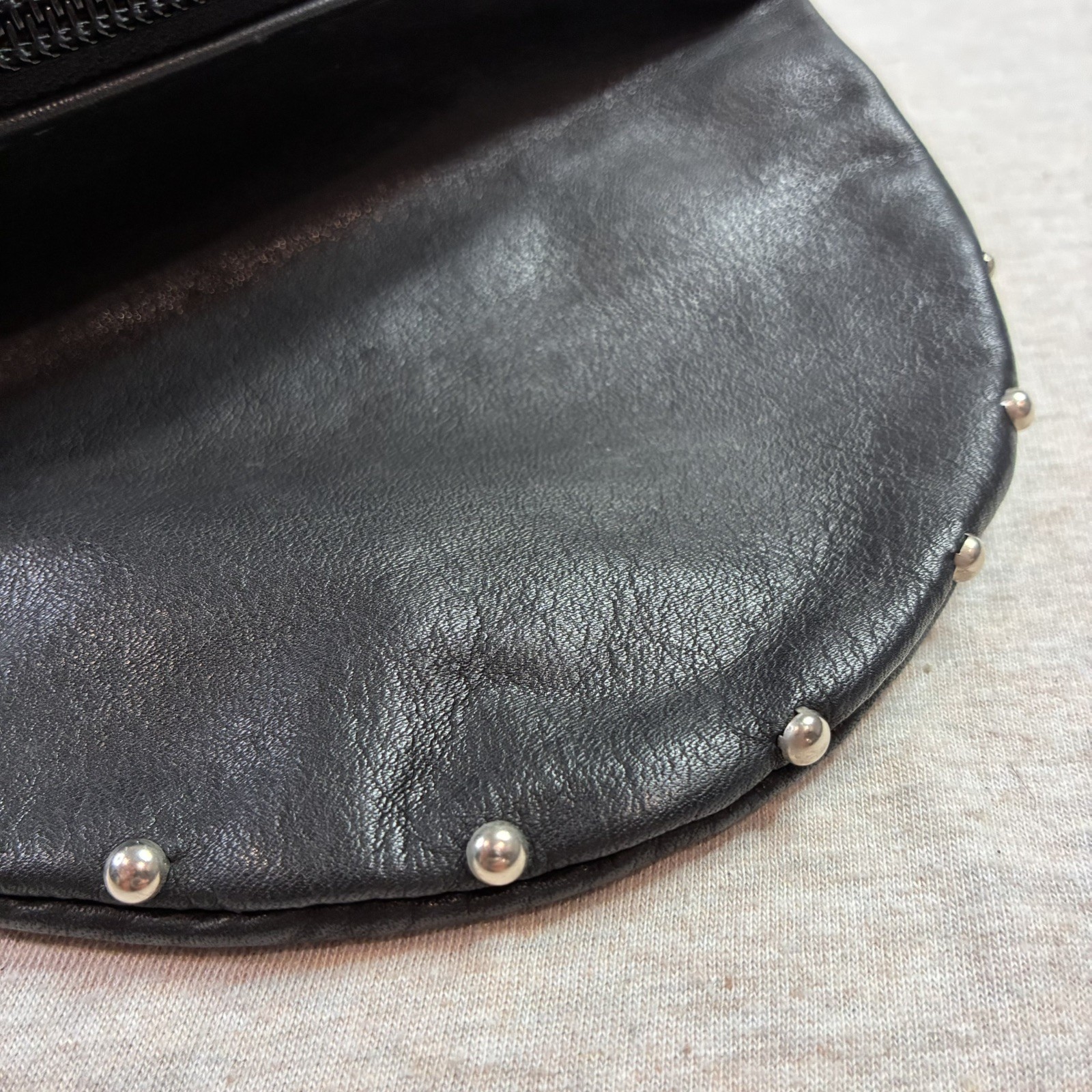 Black Leather Belt Loop Bag Purse motorcycle Accessory Studs Biker Satchel Small