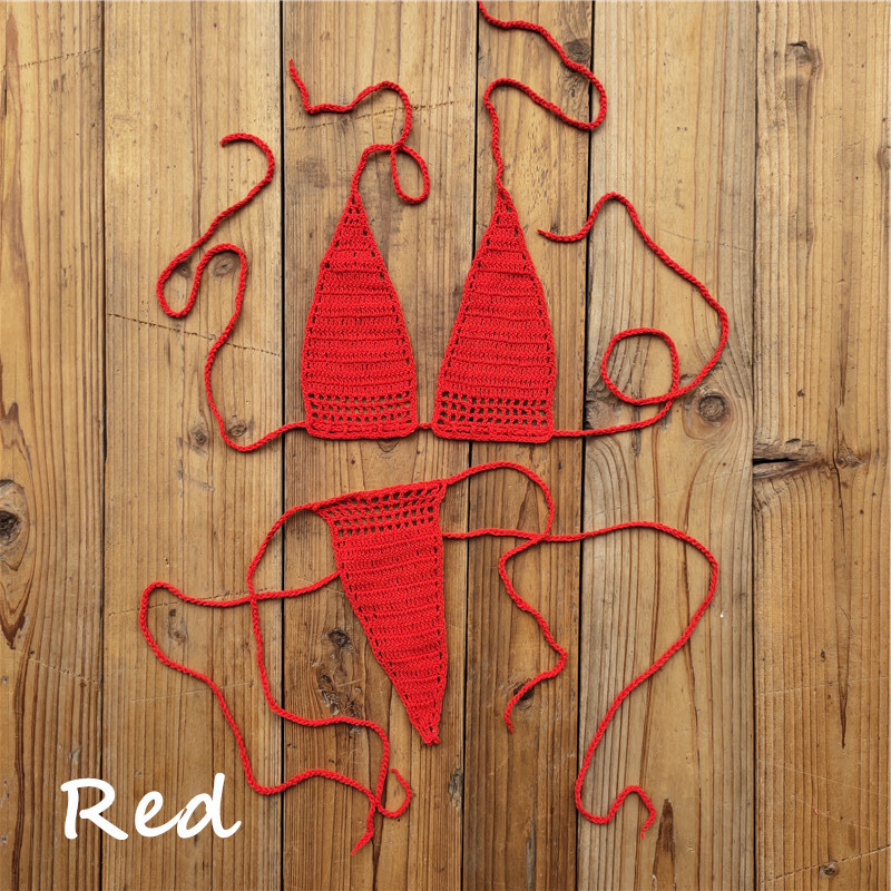 Hand Crochet Micro Swimwear Women Romance Sexy Mini Bikini Set Sunbathing Cotton