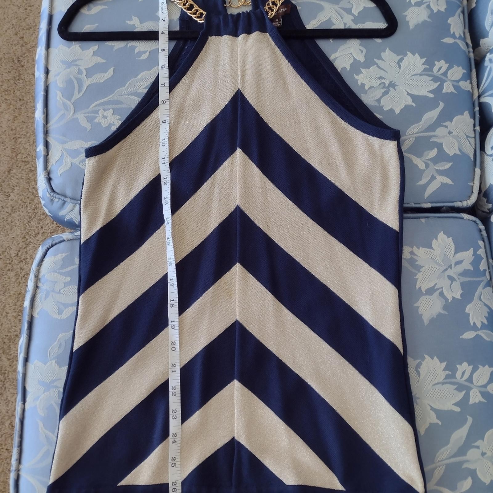 Navy and Gold Chevron Stripe Sweater Tank